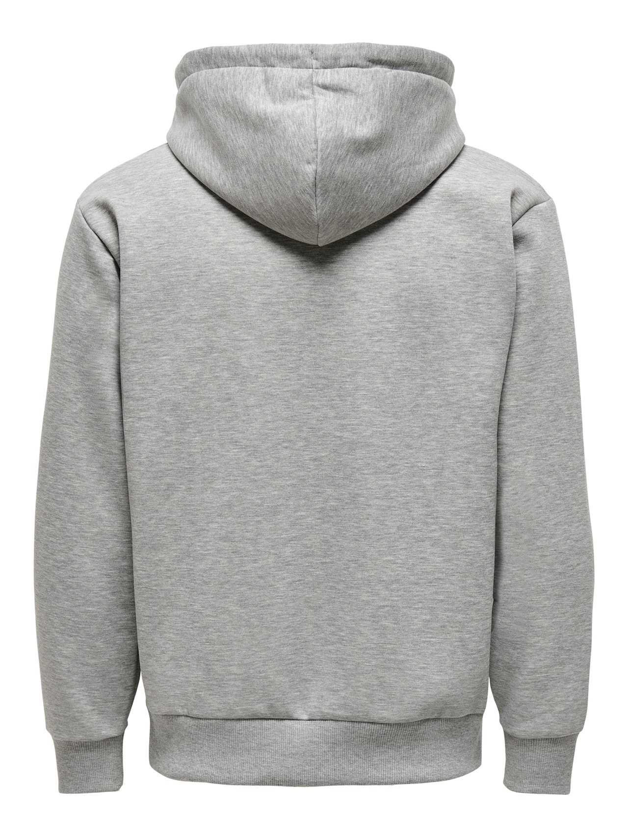ONLY & SONS Regular Fit Hoodie Sweatshirt -Light Grey Melange - 22018685