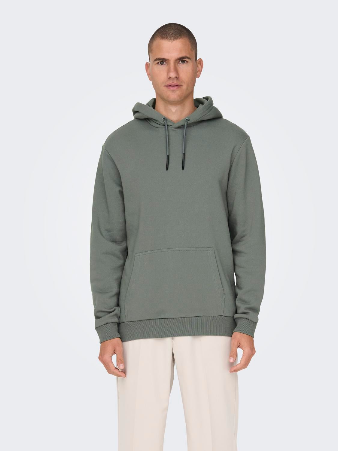 Solid colored hoodie | Dark Grey | ONLY & SONS®