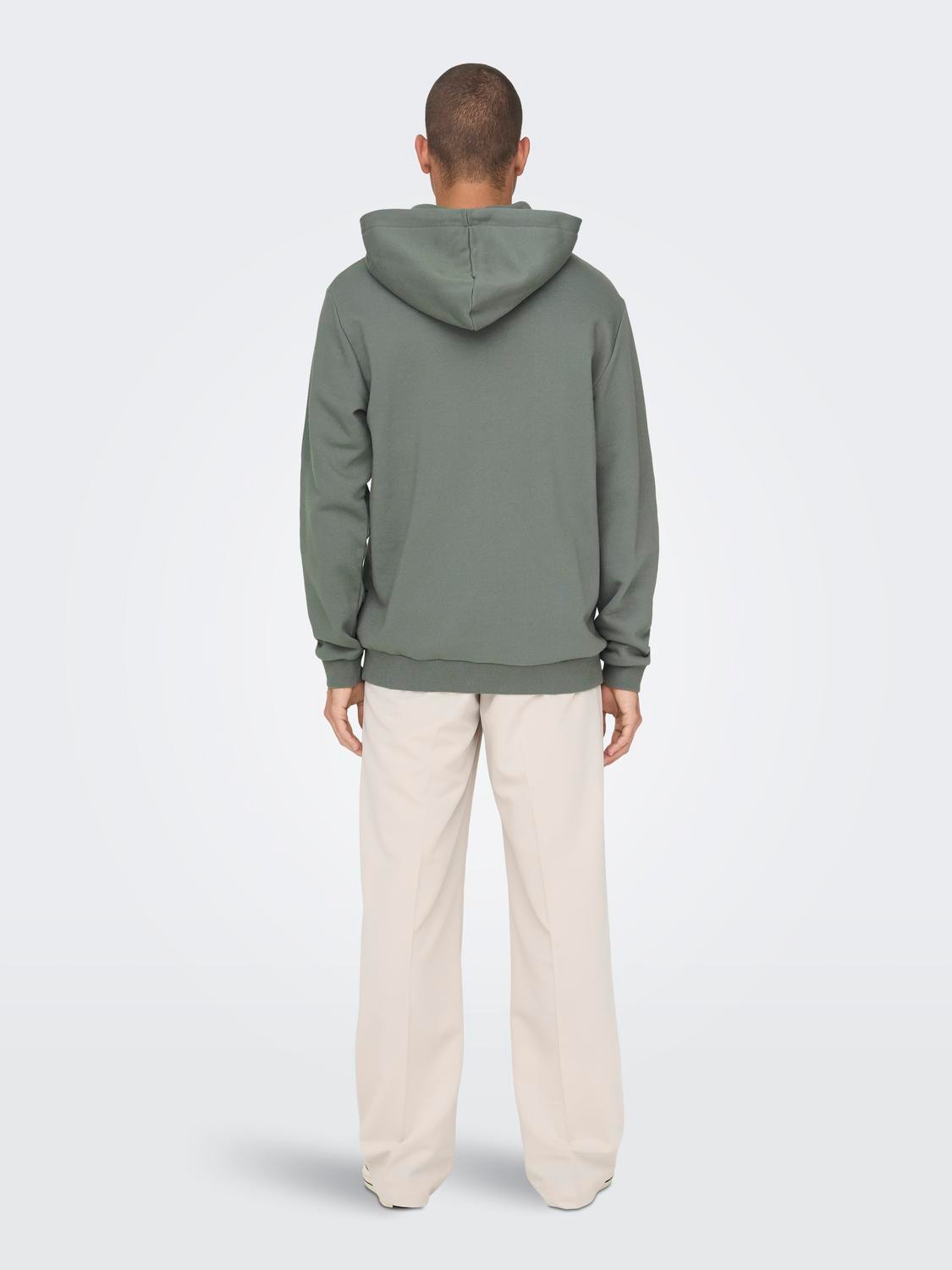 ONLY & SONS Ensfarvet hoodie -Castor Gray - 22018685