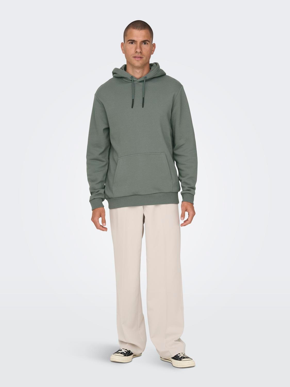 ONLY & SONS Normal passform Hoodie Sweatshirt -Castor Gray - 22018685