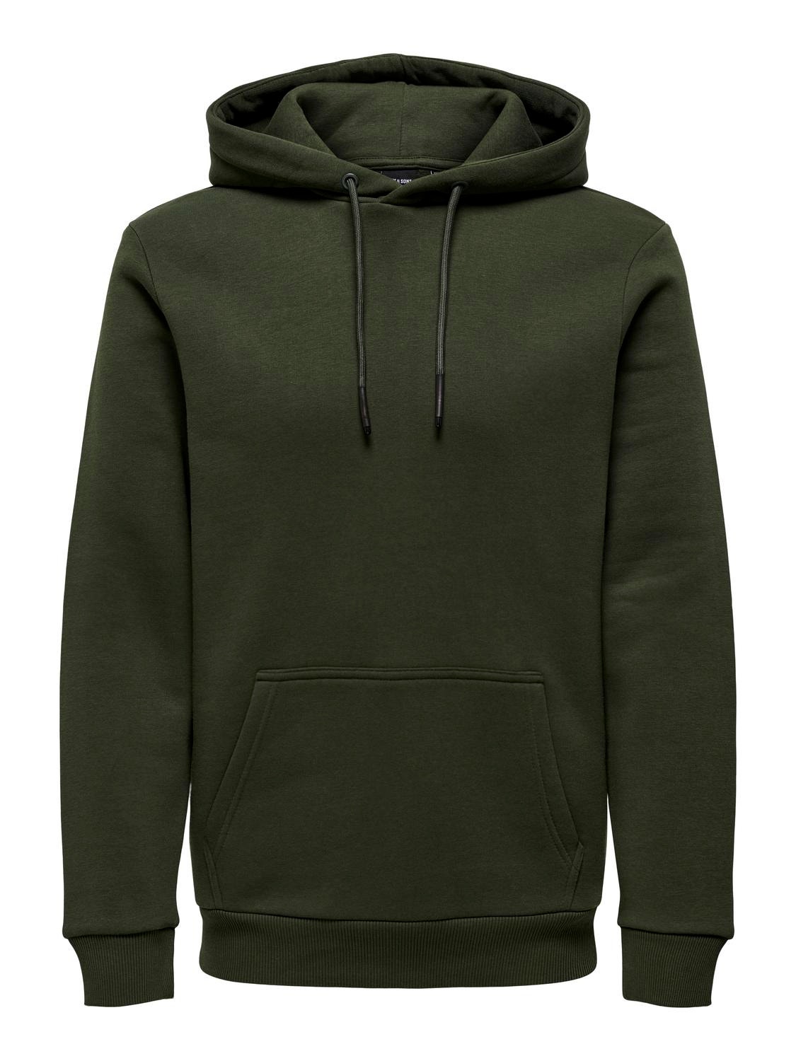 ONLY & SONS Solid colored hoodie -Rosin - 22018685