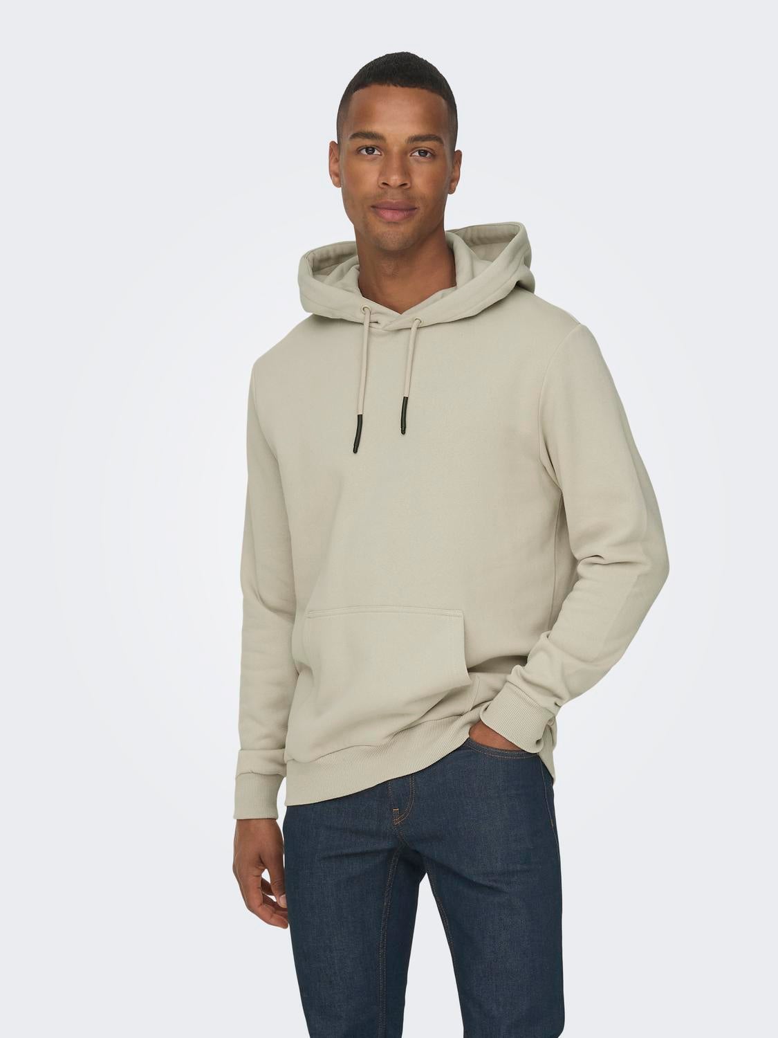 Solid colored hoodie | Light Grey | ONLY & SONS®