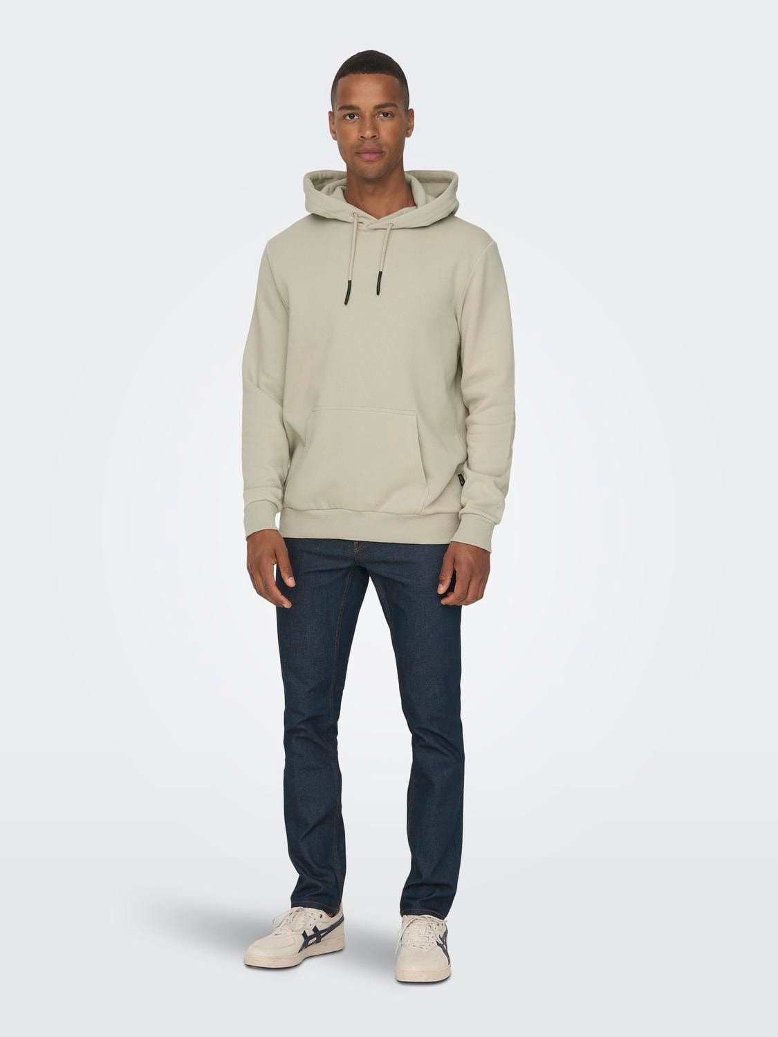 ONLY & SONS Normal passform Hoodie Sweatshirt -Silver Lining - 22018685