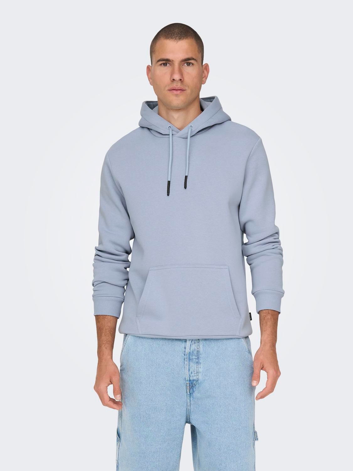 ONLY & SONS Solid colored hoodie -Eventide - 22018685