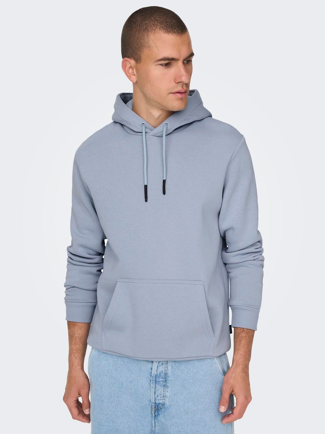 ONLY & SONS Solid colored hoodie -Eventide - 22018685