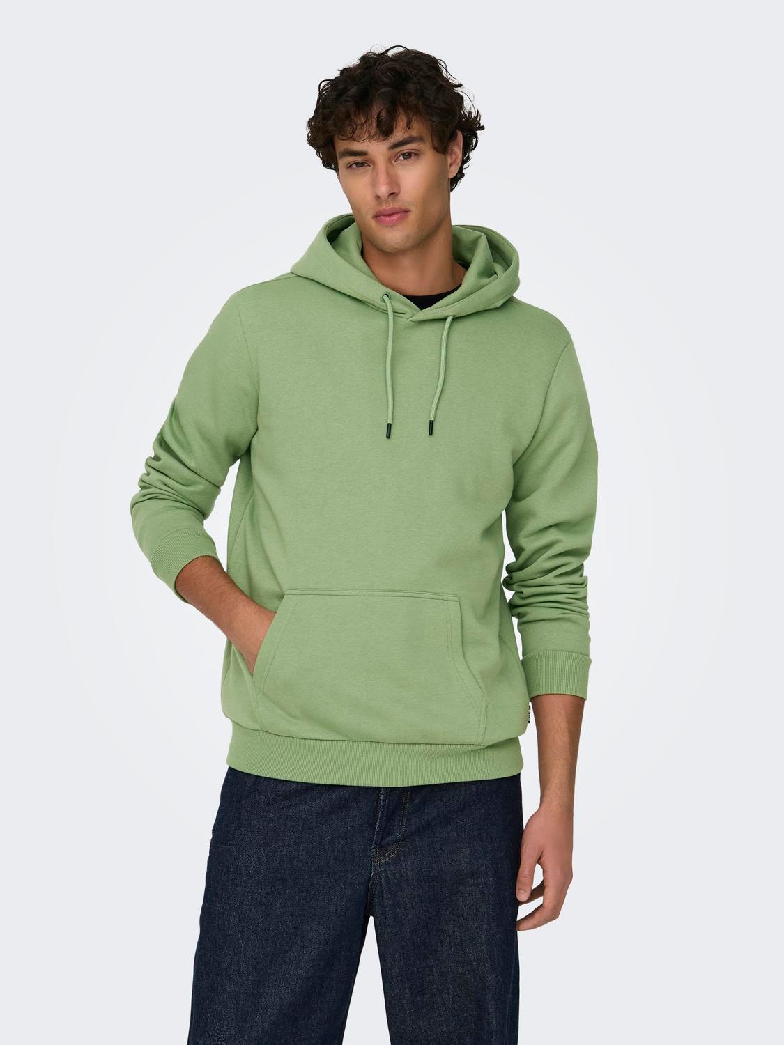 ONLY & SONS Normal geschnitten Kapuze Sweatshirt -Hedge Green - 22018685