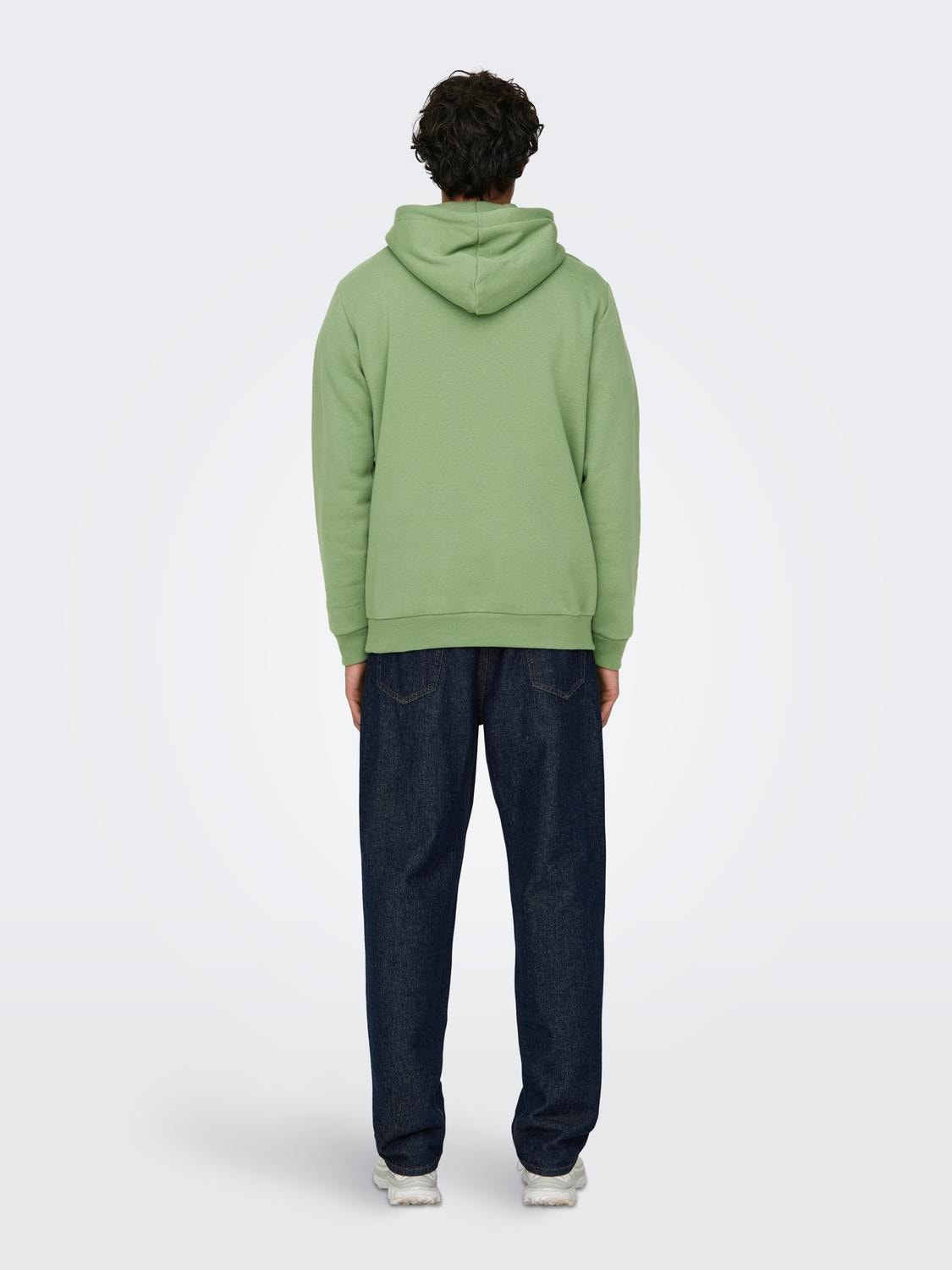 ONLY & SONS Ensfarvet hoodie -Hedge Green - 22018685