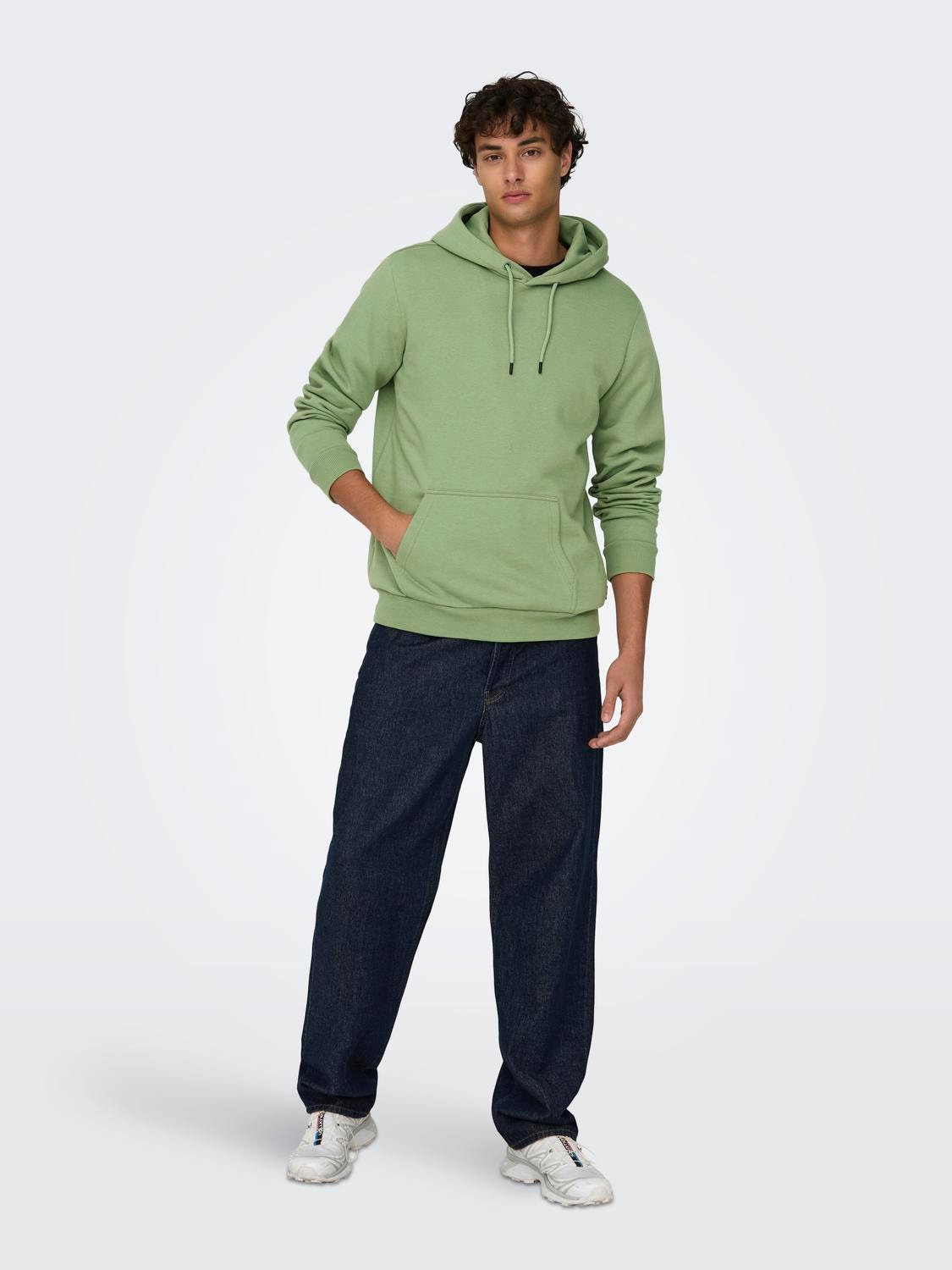 ONLY & SONS Regular Fit Hettegenser Sweatshirt -Hedge Green - 22018685