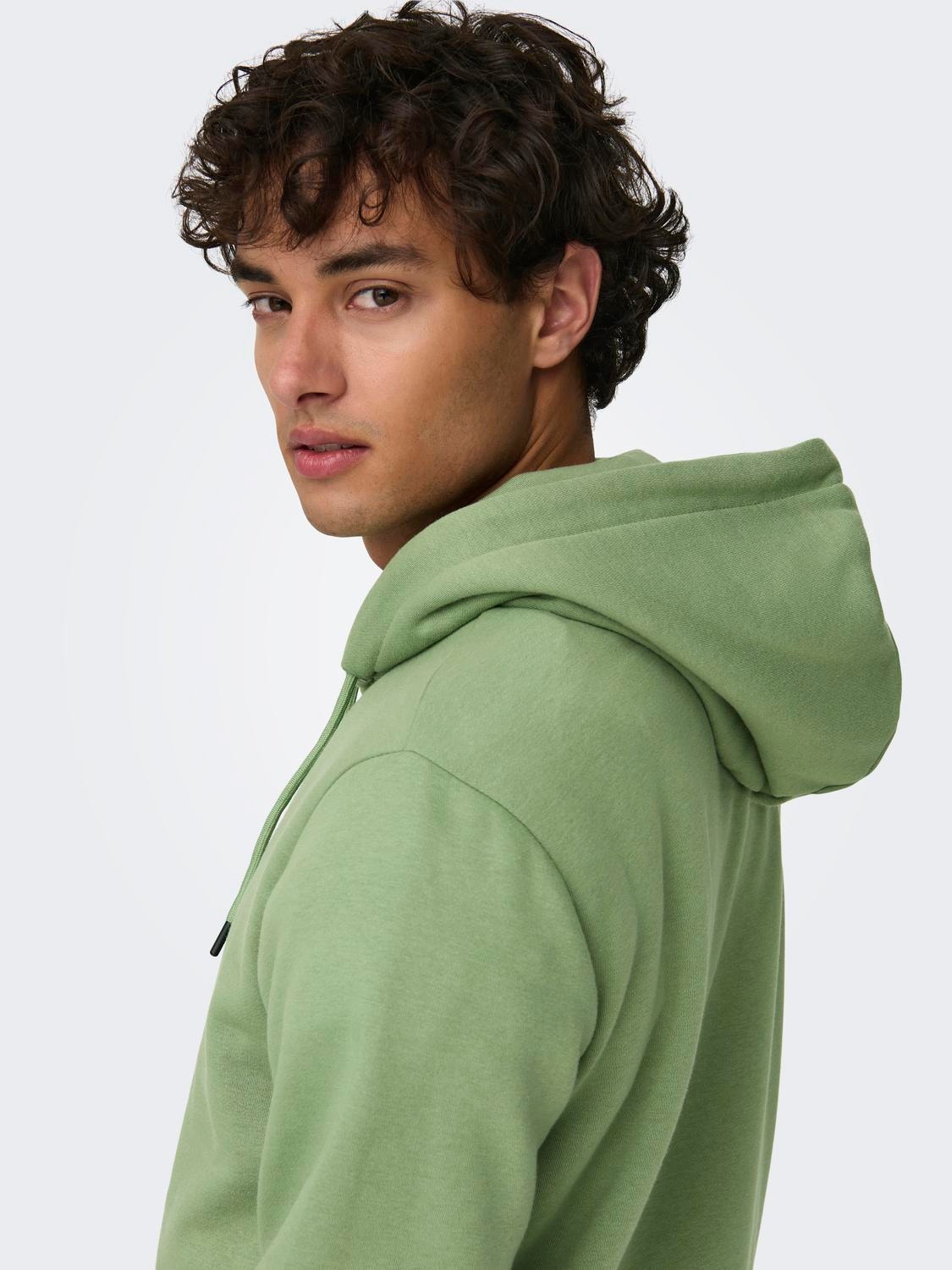 ONLY & SONS Regular Fit Hoodie Sweatshirt -Hedge Green - 22018685