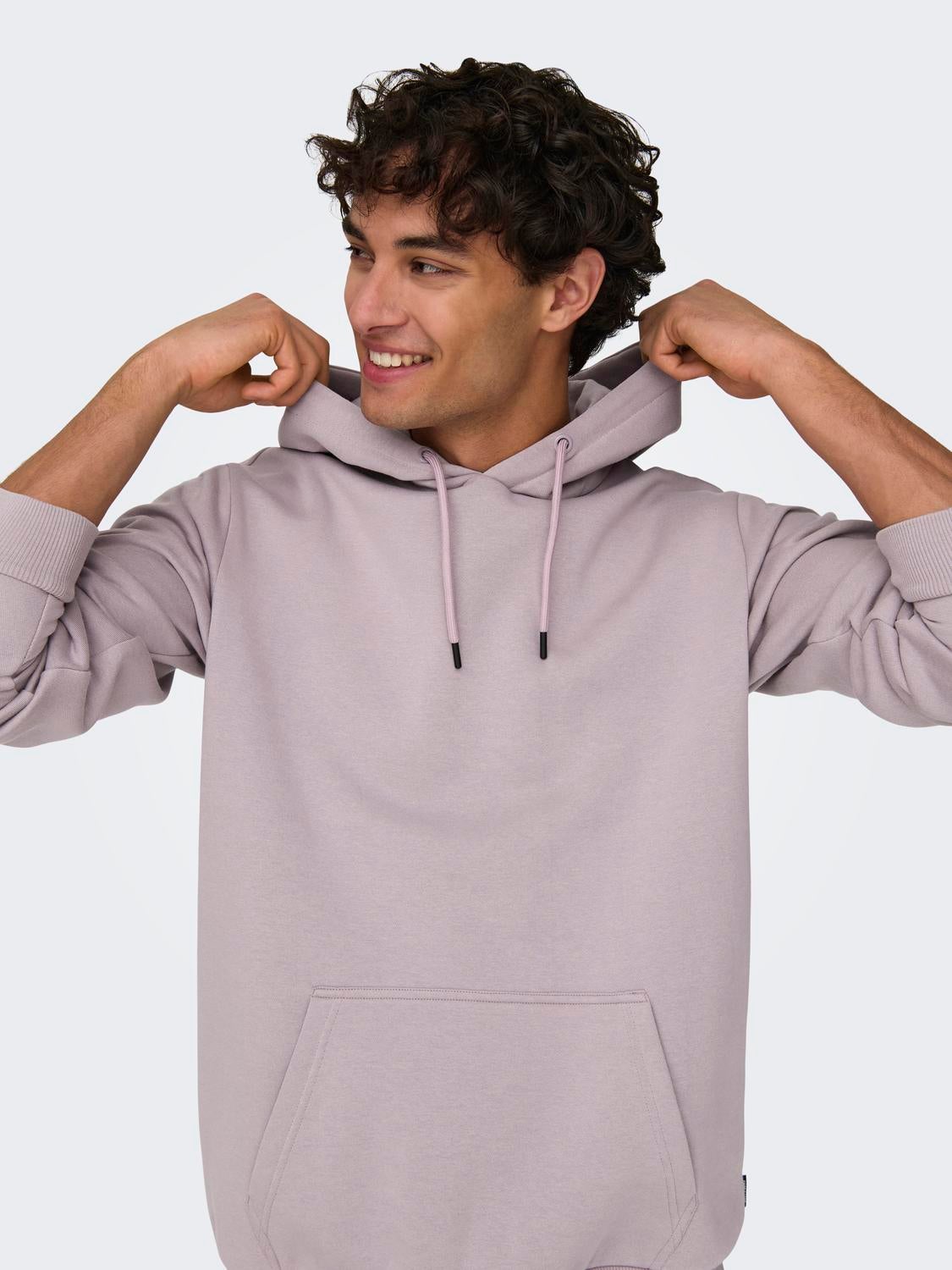 Regular Fit Hoodie Sweatshirts, Light Purple