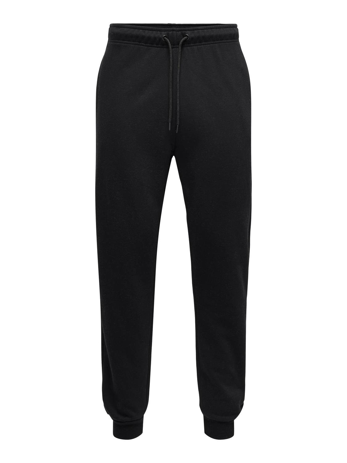 ONLY & SONS Pantalons Regular Fit Taille moyenne Ourlet côtelé -Black - 22018686