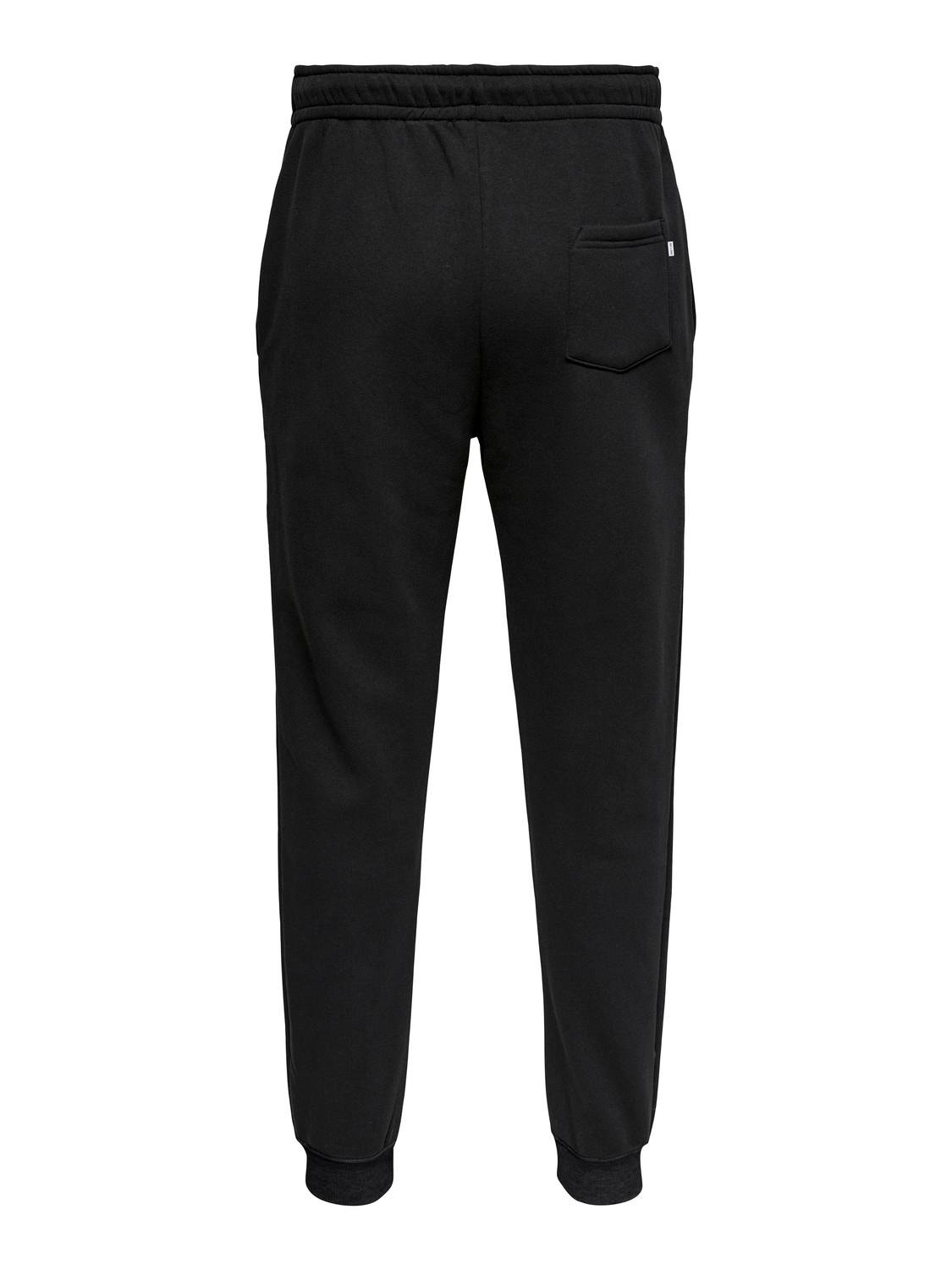 ONLY & SONS Regular Fit Mid waist Rib hems Trousers -Black - 22018686