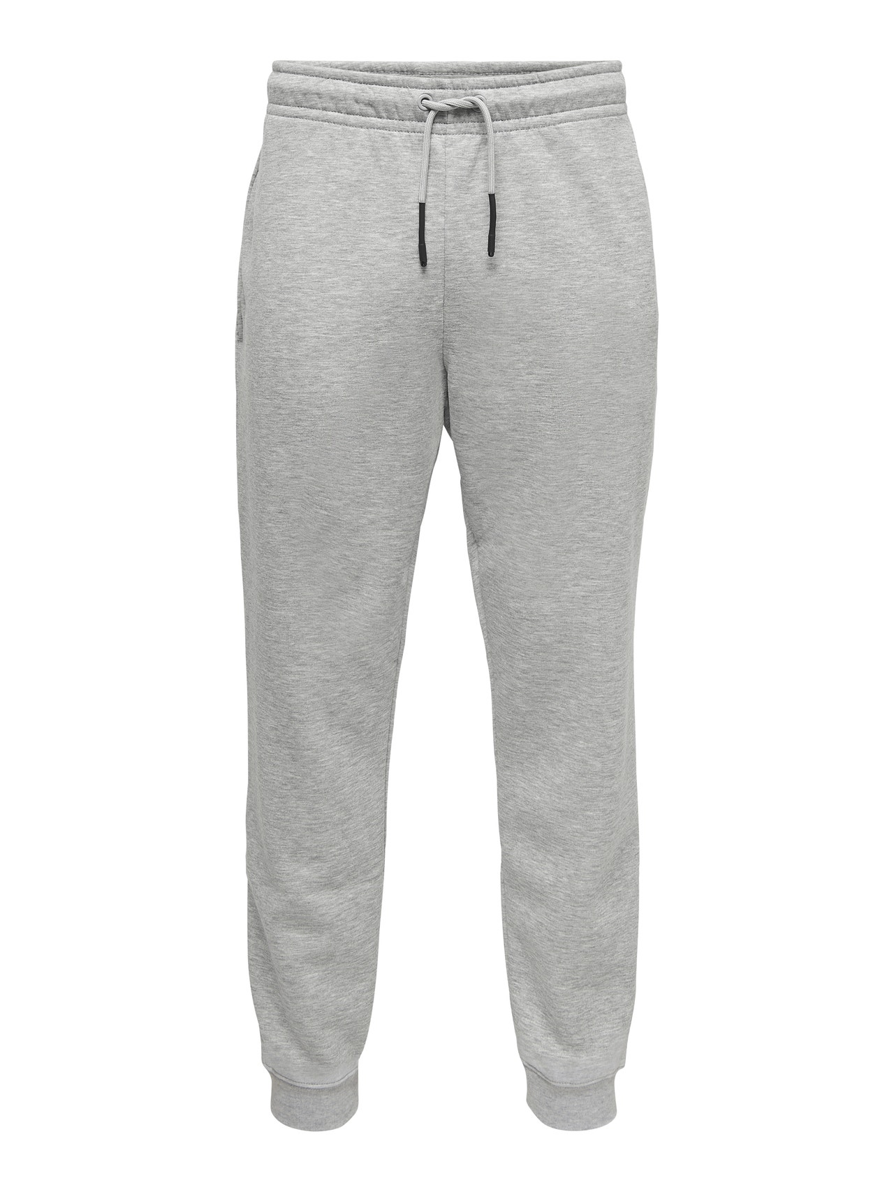 ONLY & SONS Pantalons Regular Fit Taille moyenne Ourlet côtelé -Light Grey Melange - 22018686