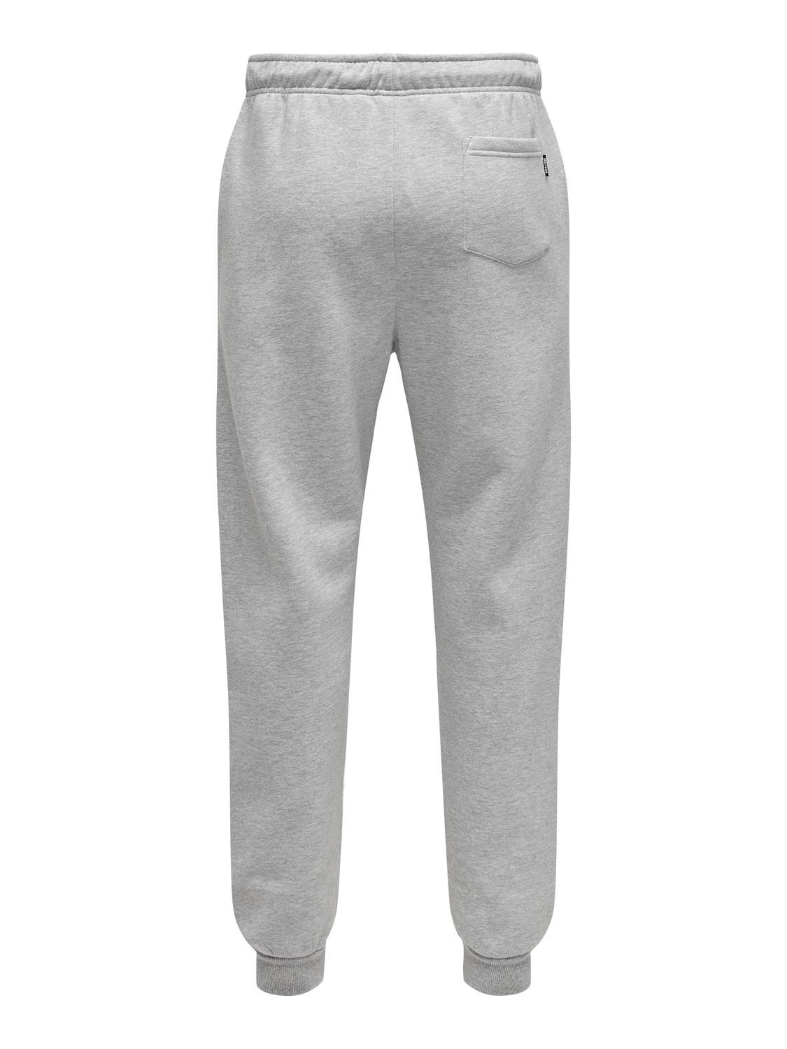 ONLY & SONS Regular Fit Mid waist Rib hems Trousers -Light Grey Melange - 22018686