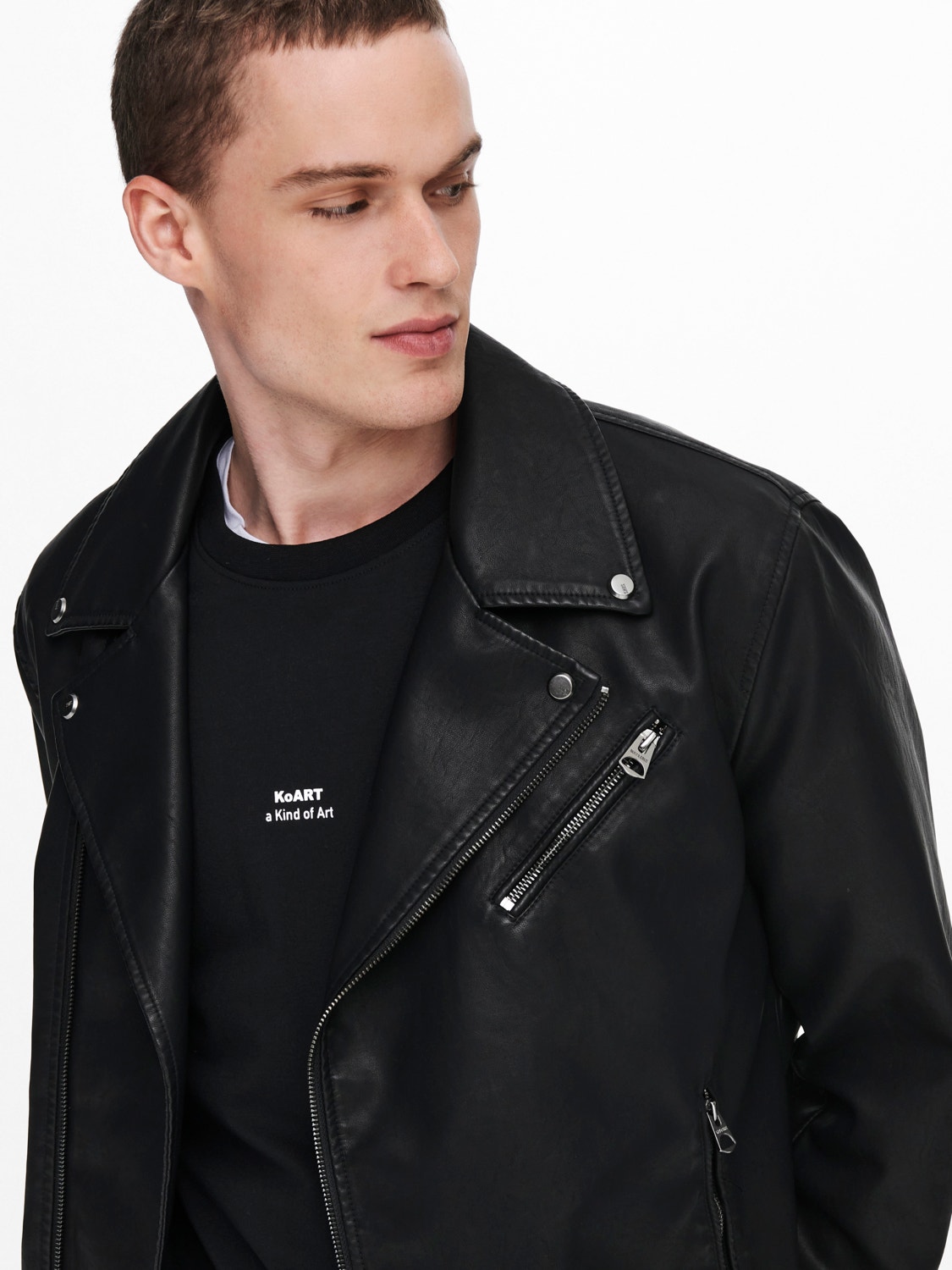 ONLY & SONS Faux leather biker jacket -Black - 22018692