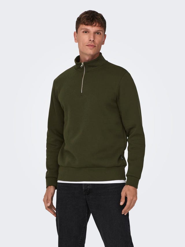 ONLY & SONS Regular Fit High neck Sweatshirts - 22019055