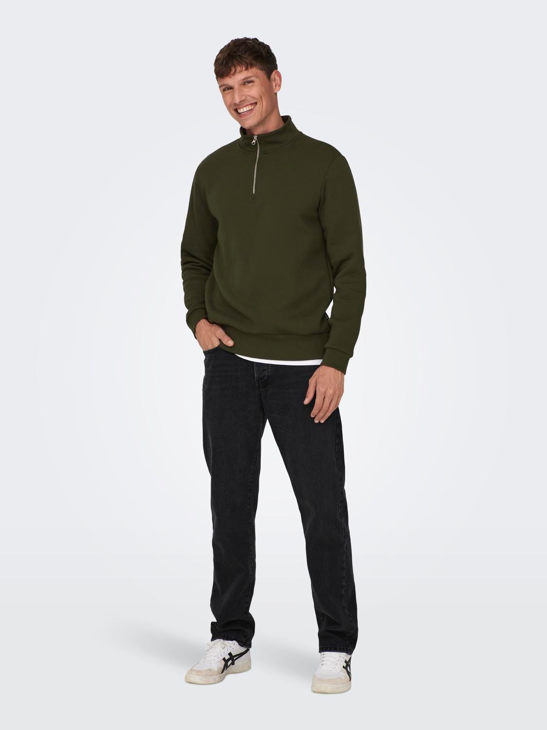 ONLY & SONS Regular Fit High neck Sweatshirts -Rosin - 22019055