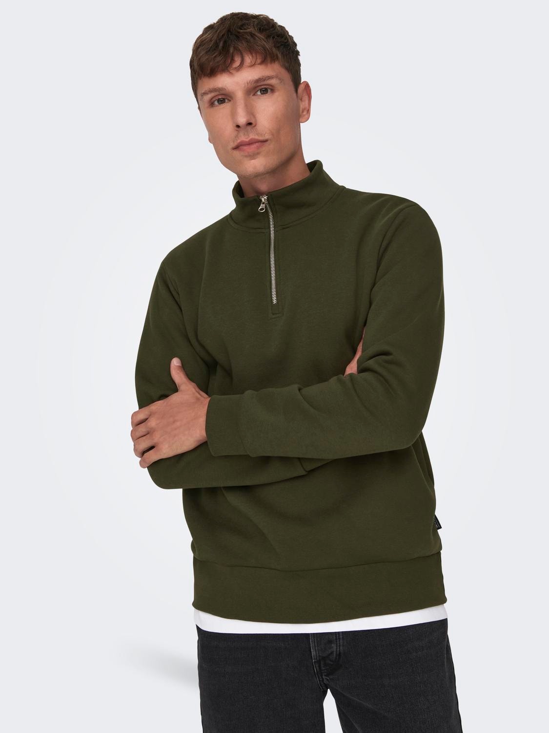 ONLY & SONS high-neck sweatshirt -Rosin - 22019055