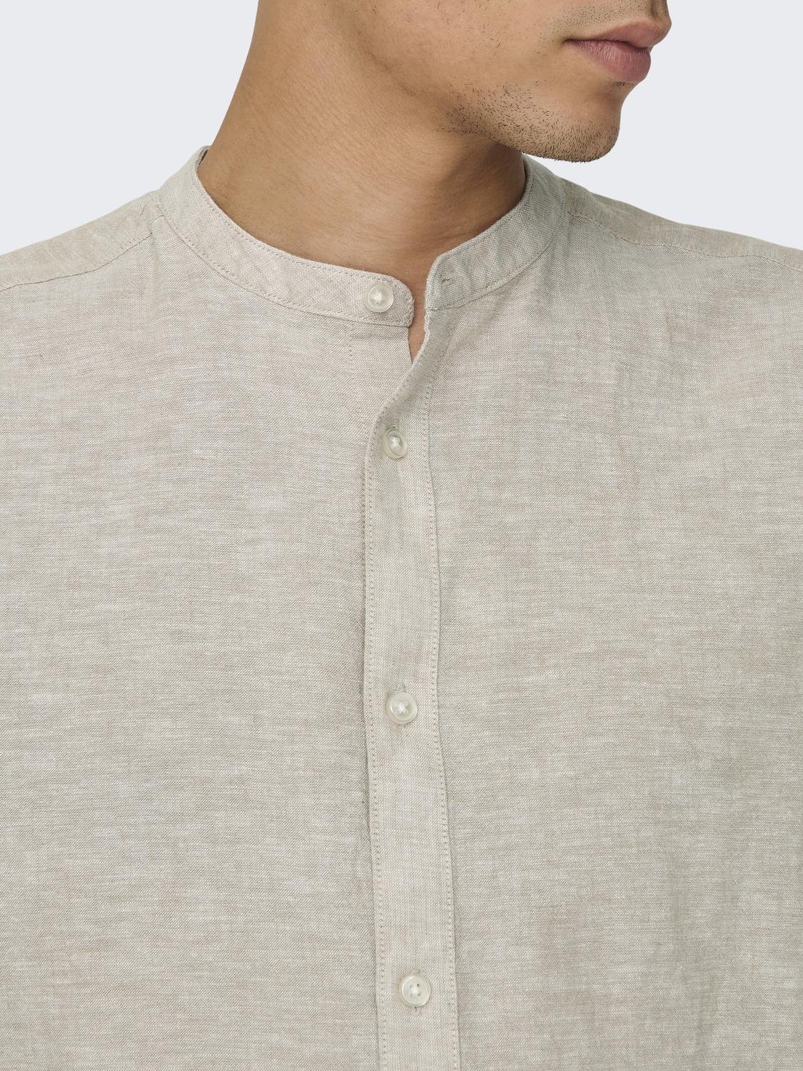 ONLY & SONS Slim Fit China Collar Shirt -Chinchilla - 22019173