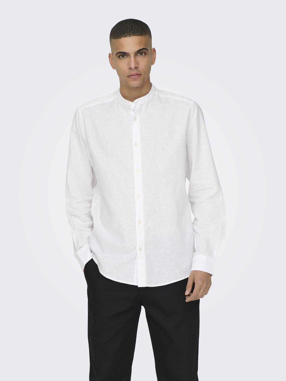 ONLY & SONS Slim Fit China Collar Shirt -White - 22019173