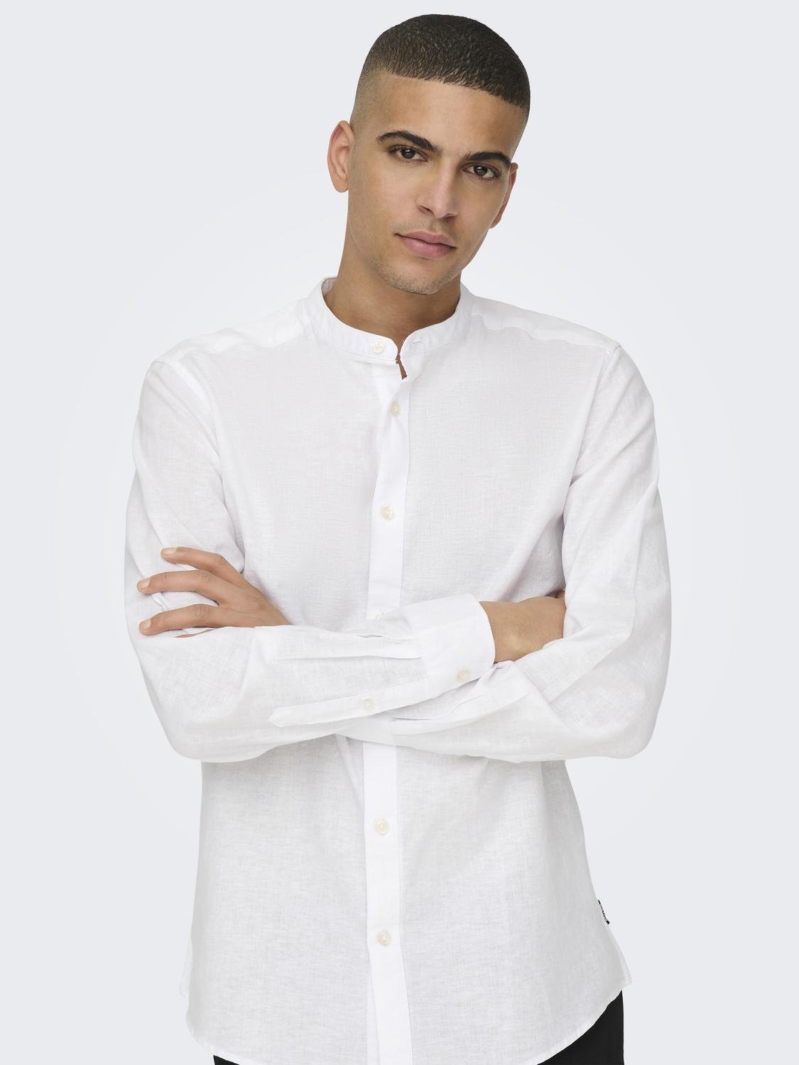 ONLY & SONS Camicie Slim Fit Colletto Cinese -White - 22019173