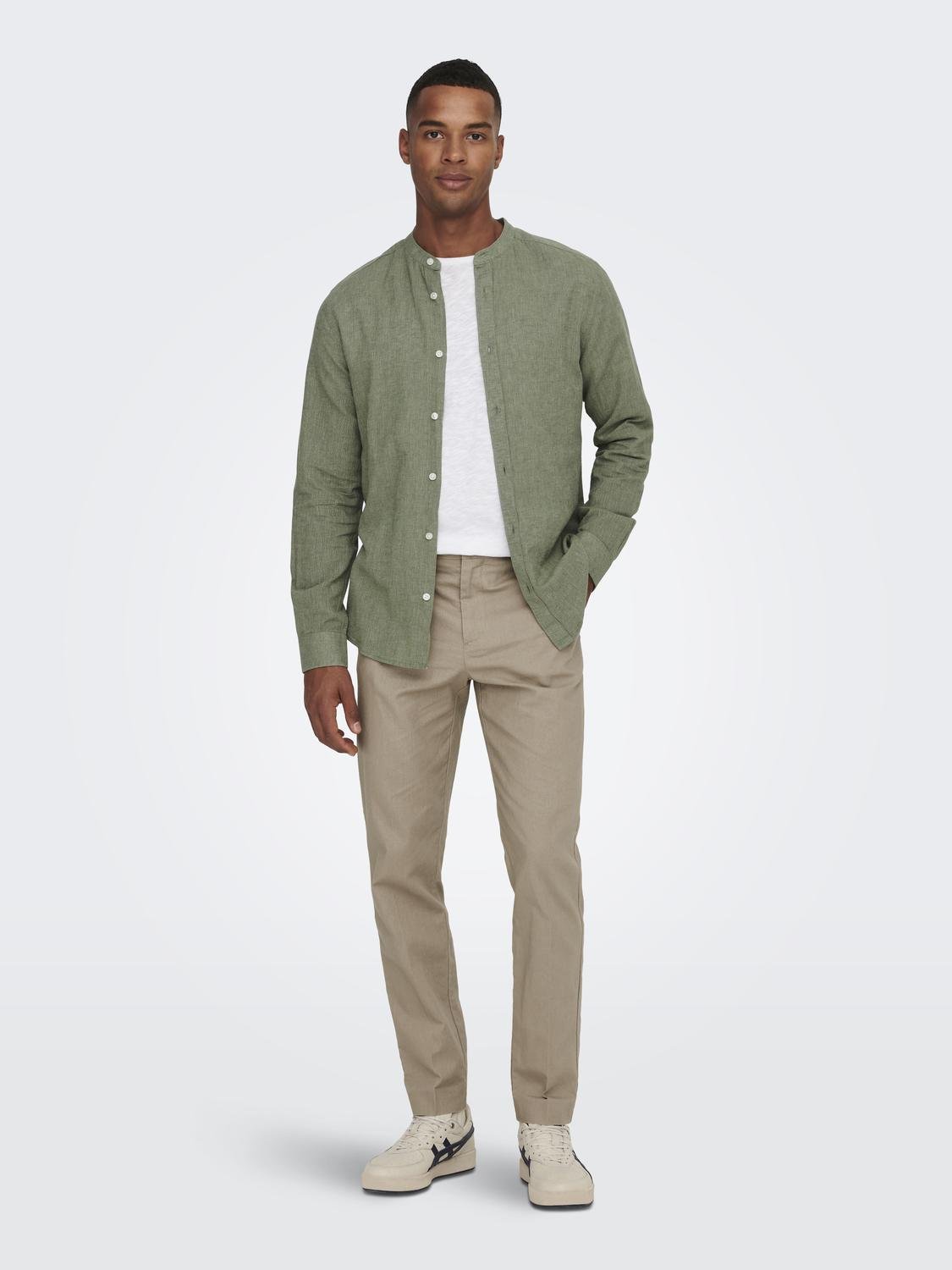 ONLY & SONS Chemises Slim Fit Col mao -Swamp - 22019173