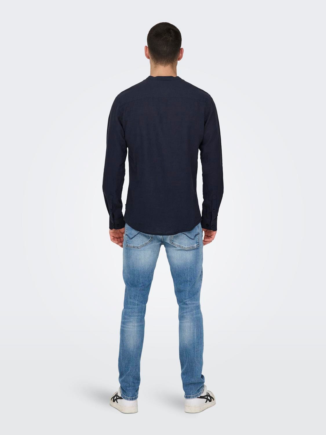 ONLY & SONS Camicie Slim Fit Colletto Cinese -Night Sky - 22019173