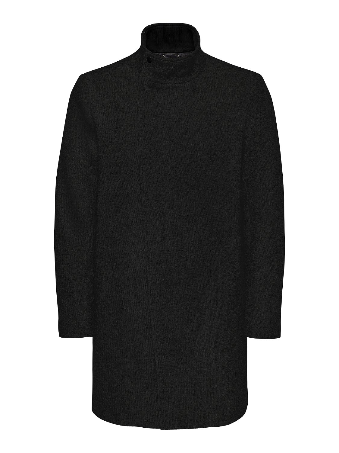 Buy Charcoal Grey Wool Blend Four Pocket Funnel Neck Coat from