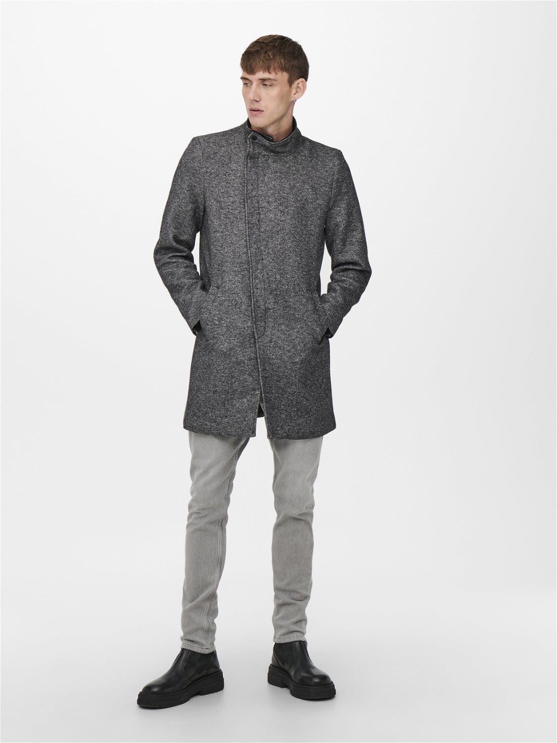 Only & sons shop stand collar wool overcoat