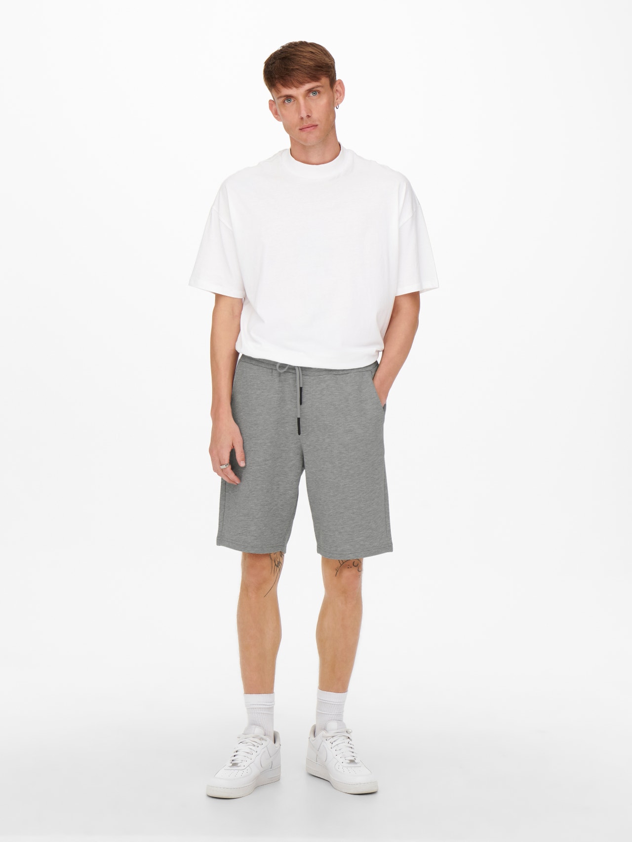 ONLY & SONS Regular fit Mid waist Shorts -Light Grey Melange - 22019490
