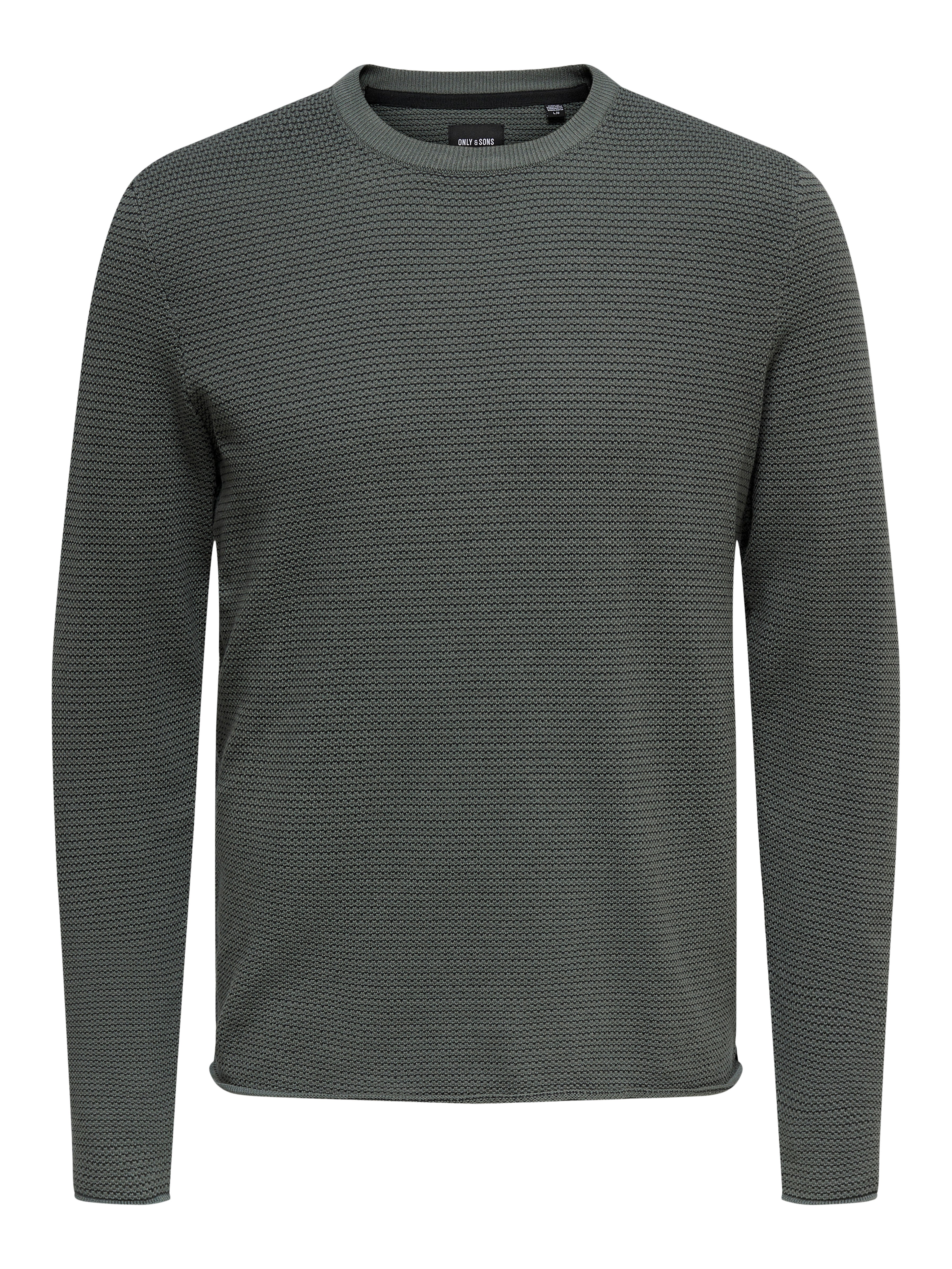 Agana Men Casual Round Neck Loose Fit Knitted Pullover Color Block Sweater