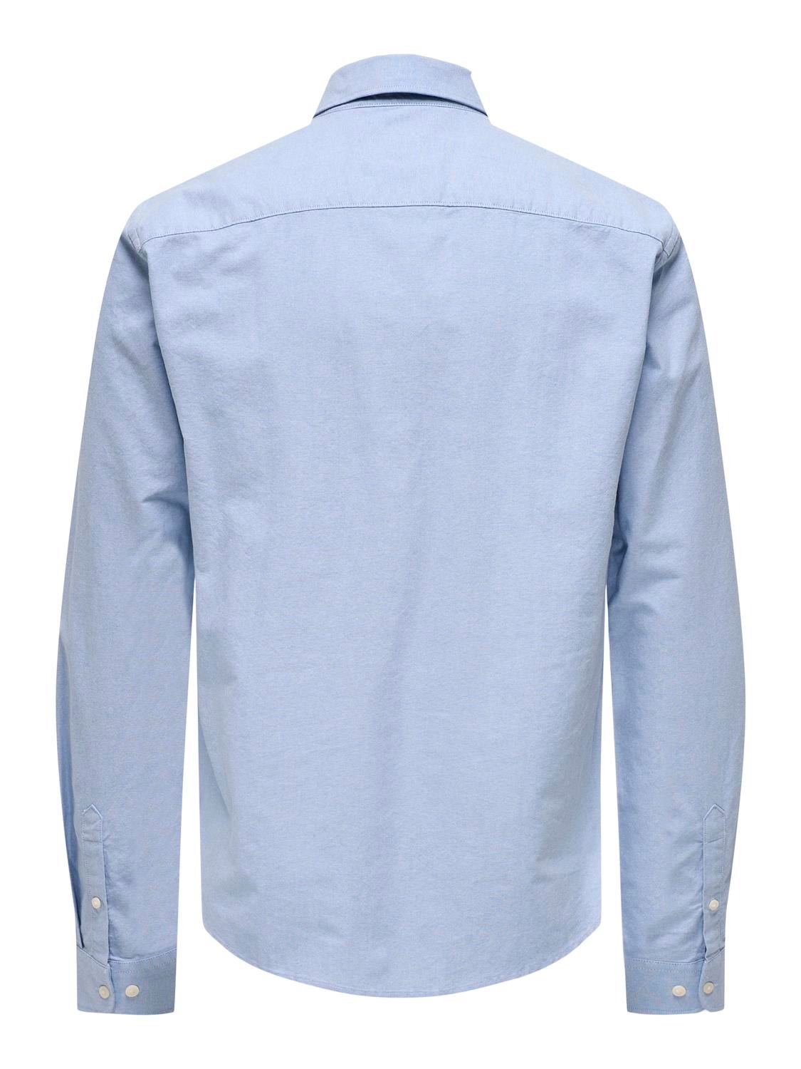 ONLY & SONS Slim Fit Kneppet krage Skjorte -Cashmere Blue - 22019669