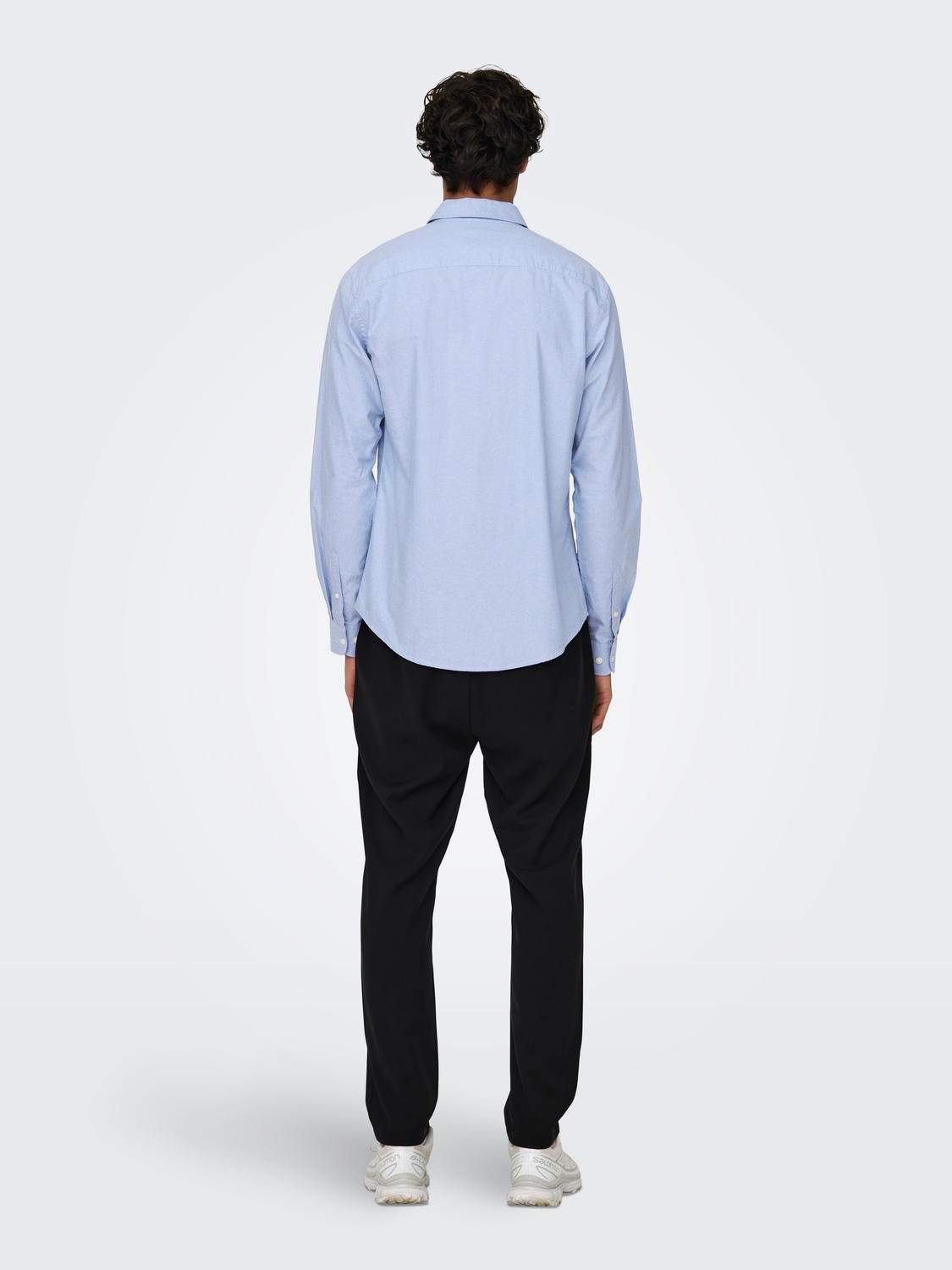 ONLY & SONS Slim Fit Button-Down Kragen Hemd -Cashmere Blue - 22019669