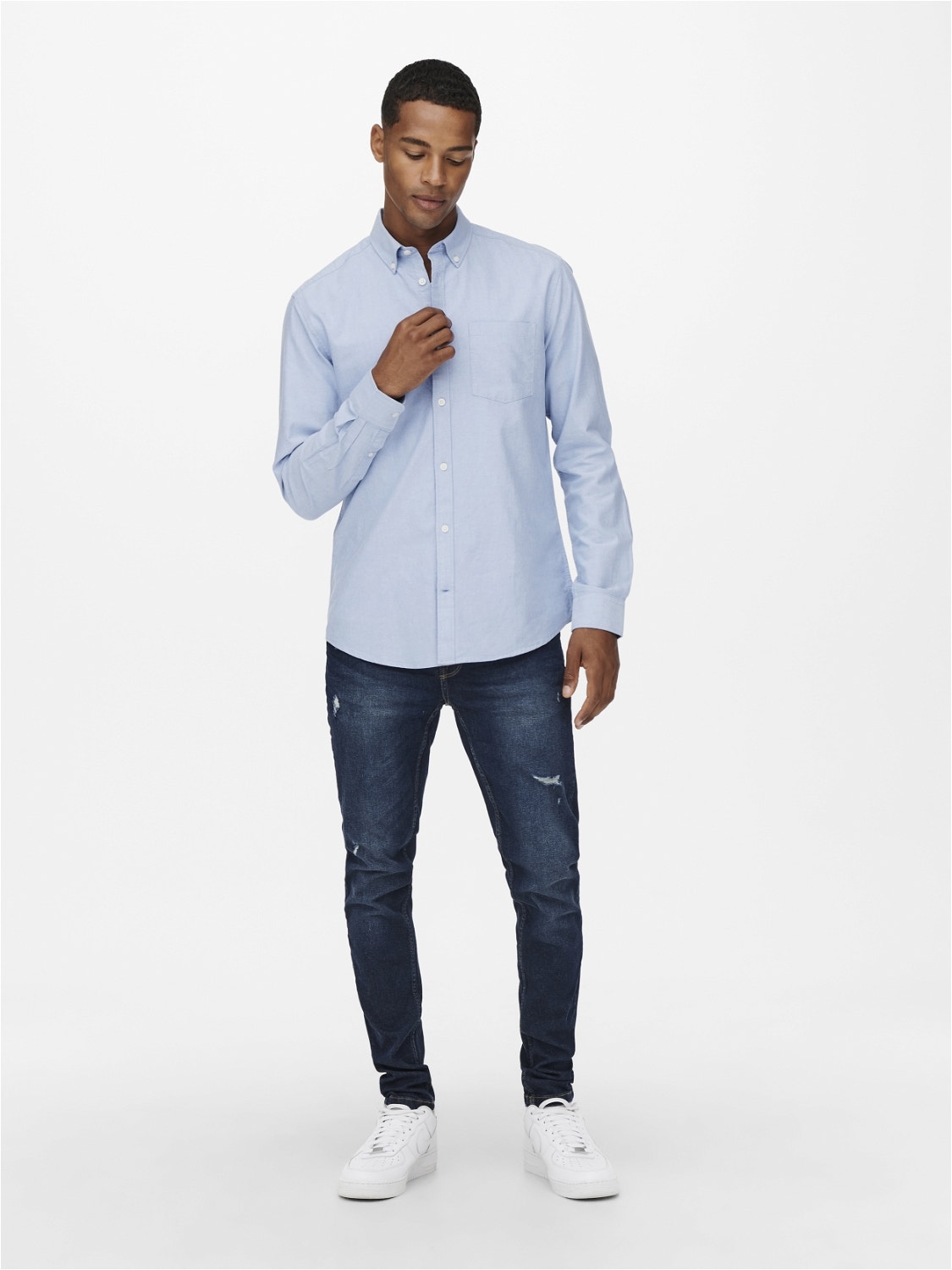 ONLY & SONS Slim fit Button down-kraag Overhemd -Cashmere Blue - 22019669