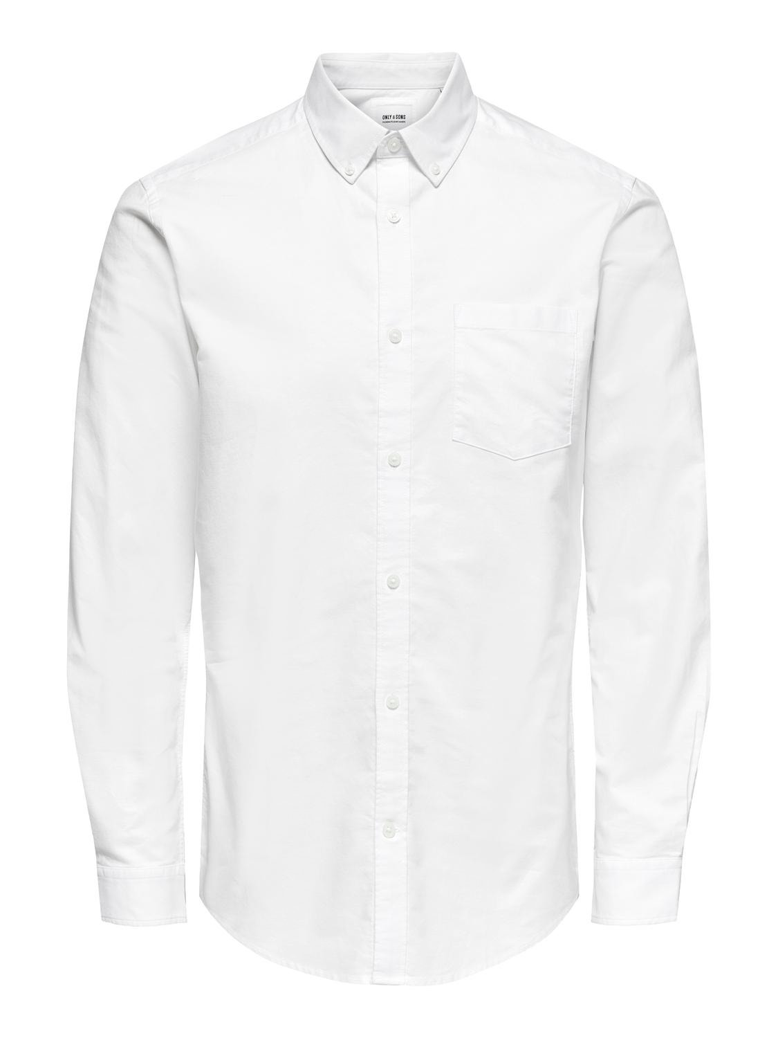 ONLY & SONS Slim Fit Button-down collar Shirt -White - 22019669