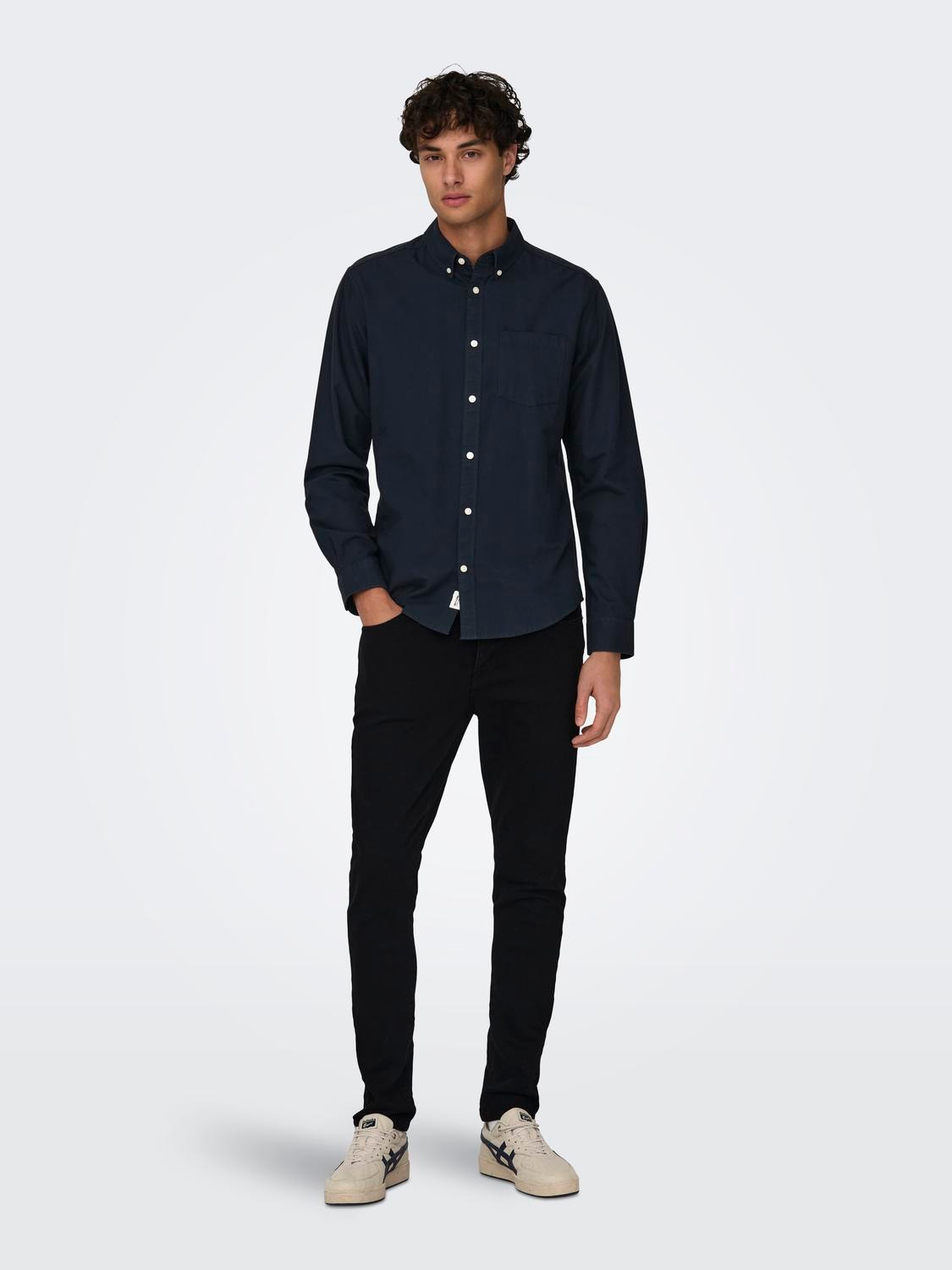 ONLY & SONS Chemises Slim Fit Col boutonné -Dark Navy - 22019669