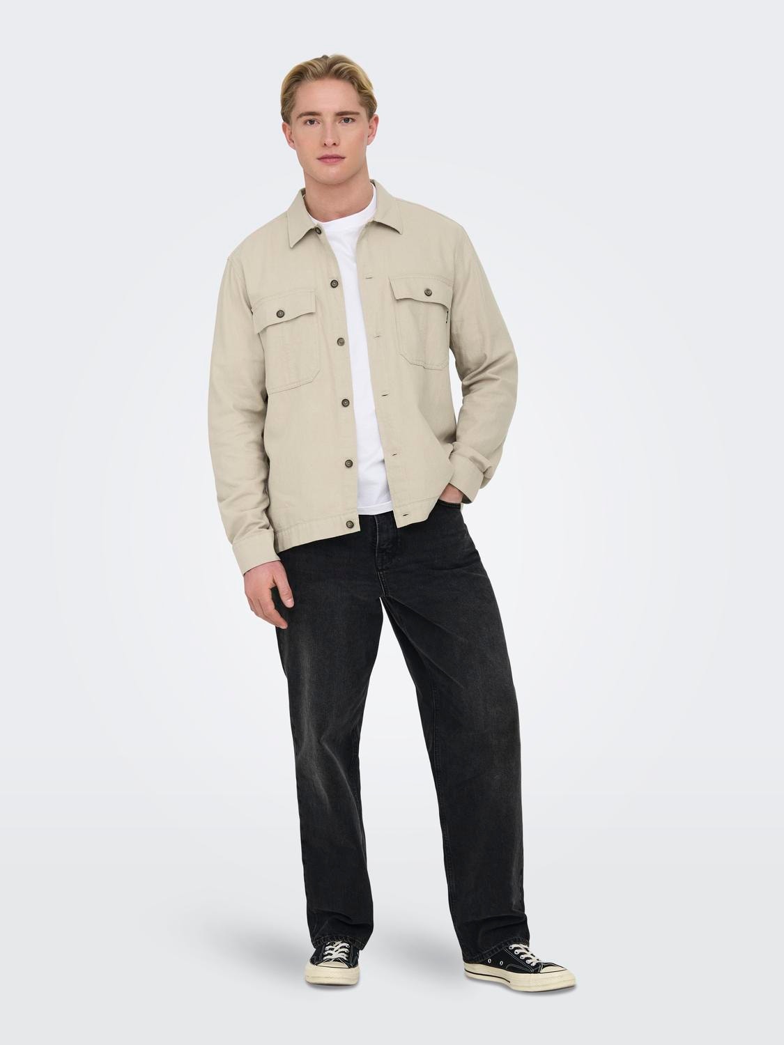 ONLY & SONS relaxed fit shirt -Silver Lining - 22019758