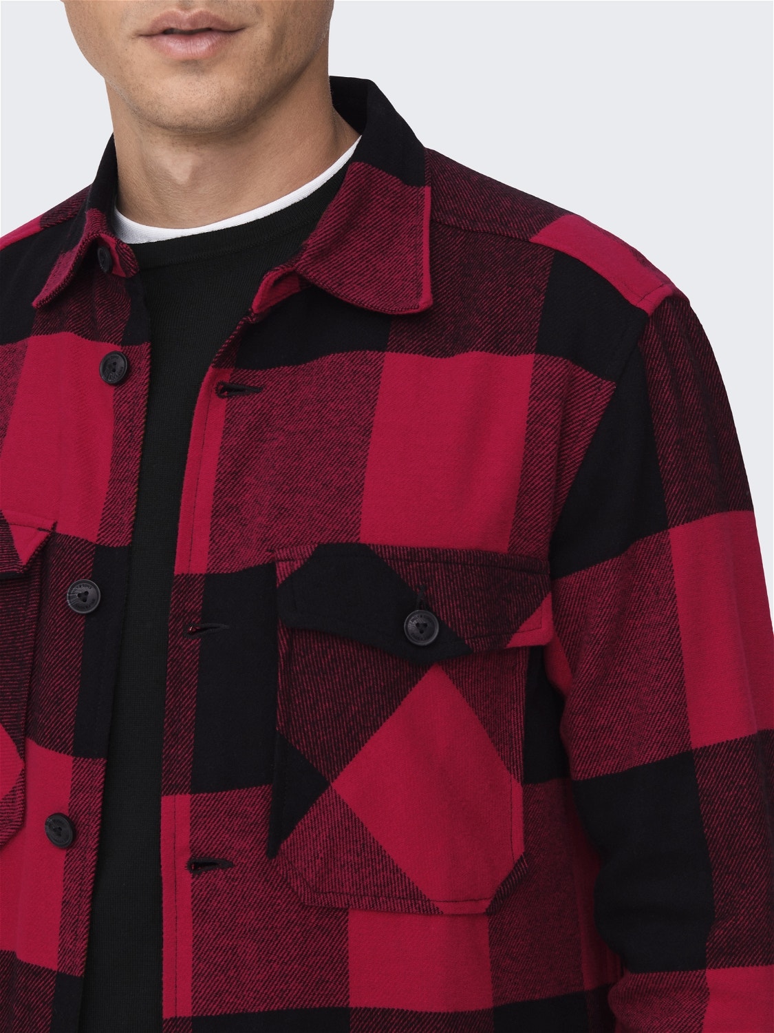 ONLY & SONS Regular fit Checked twill shirt -Fiery Red - 22019854
