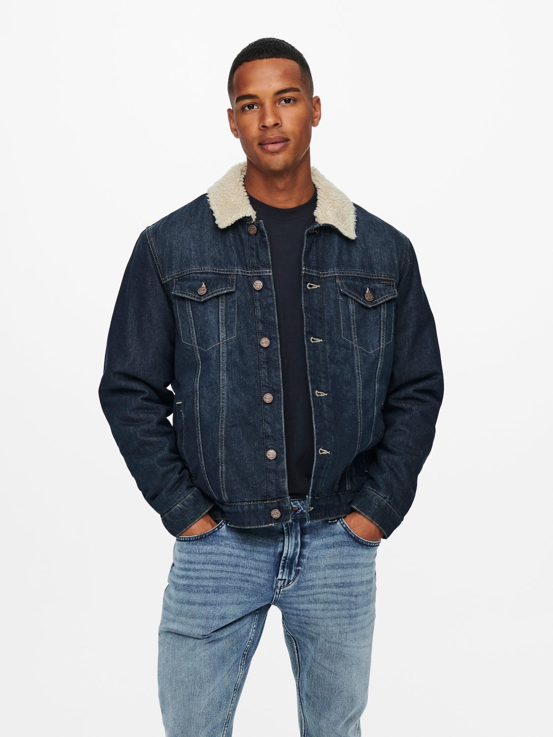 discount 70% ONLY & SONS ONLY & SONS denim jacket MEN FASHION Jackets Jean Black L 