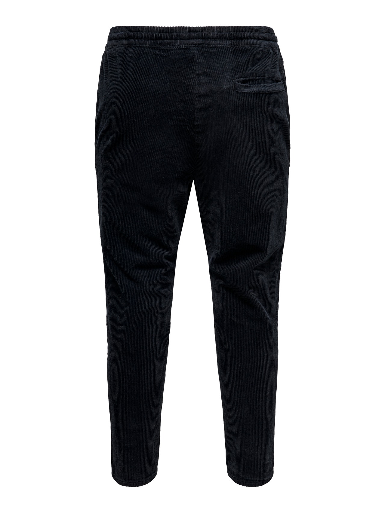 ONLY & SONS Tapered Fit Mid rise Elasticated hems Trousers -Black - 22019912