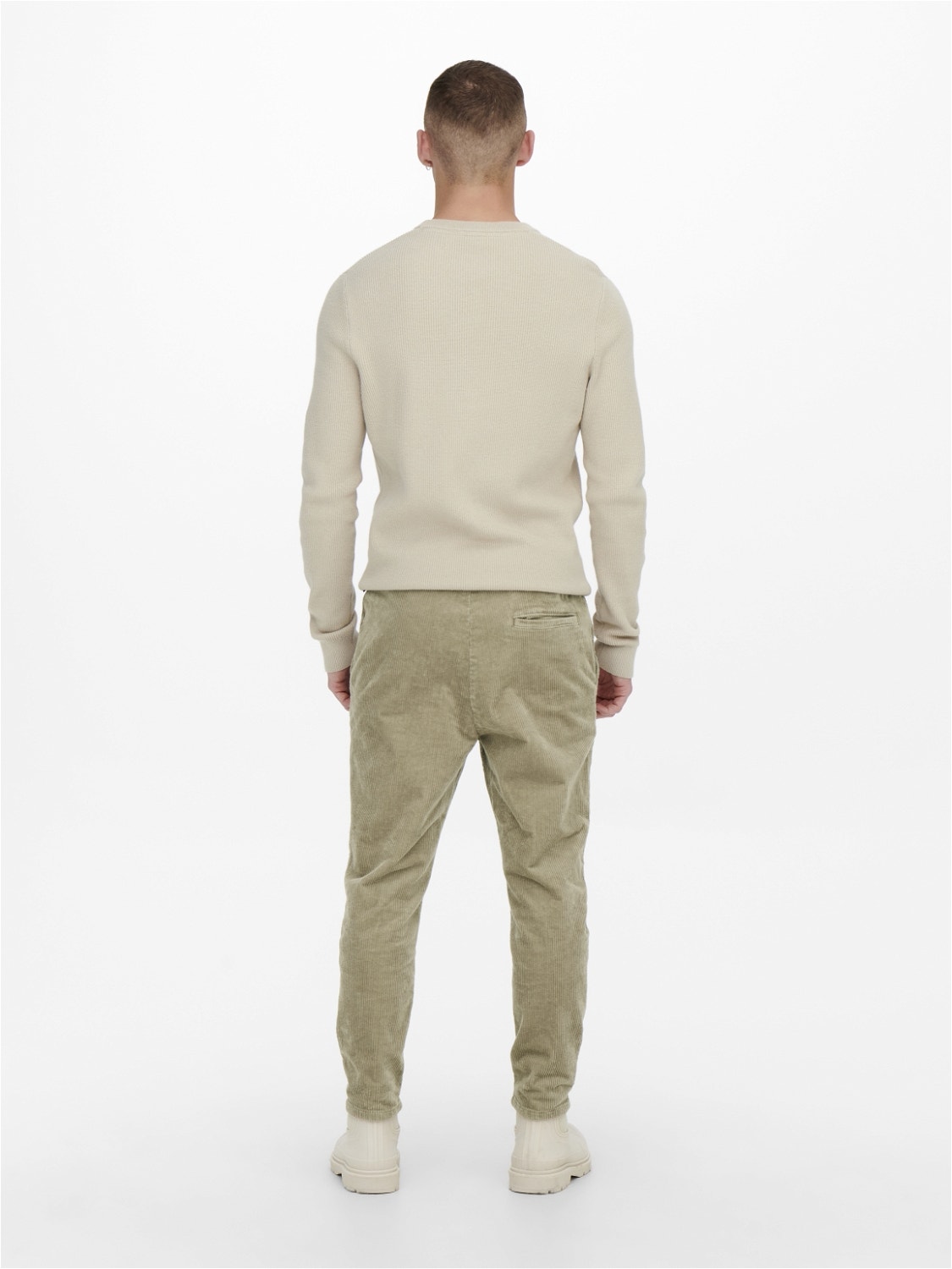 ONLY & SONS Tapered Fit Mid rise Elasticated hems Trousers -Chinchilla - 22019912