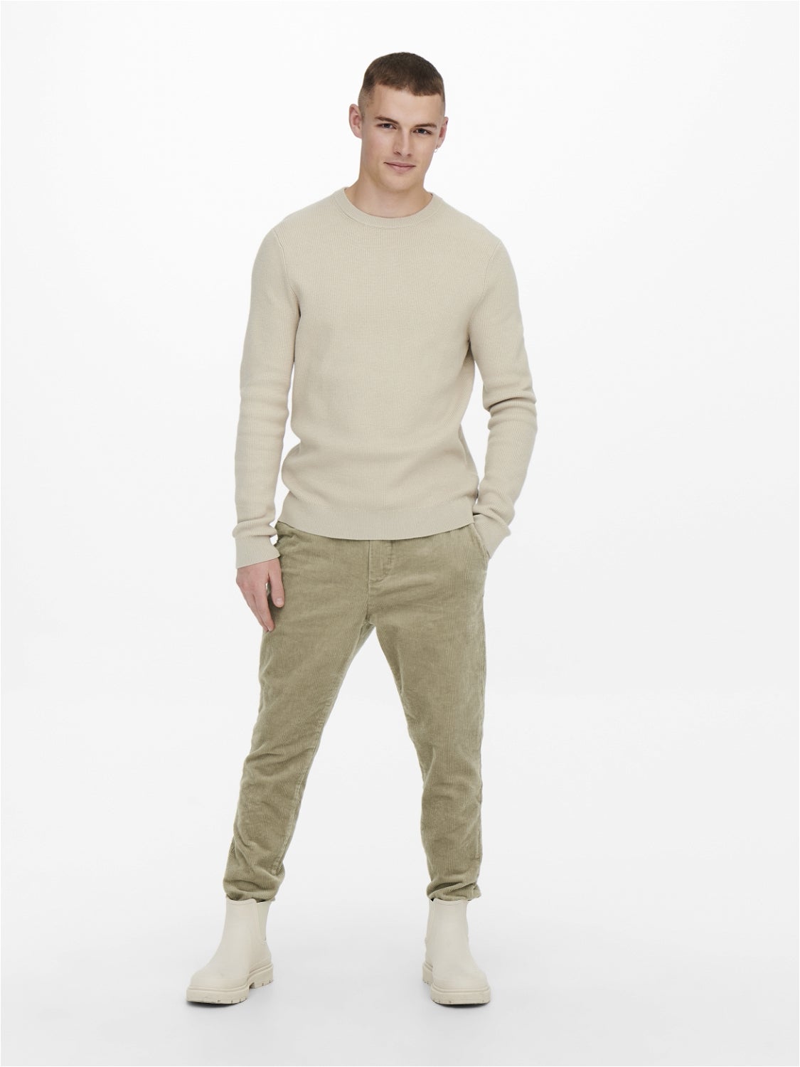 Buy EMPORIO ARMANI Relaxed Fit FlatFront Trousers  Beige Color Men  AJIO  LUXE
