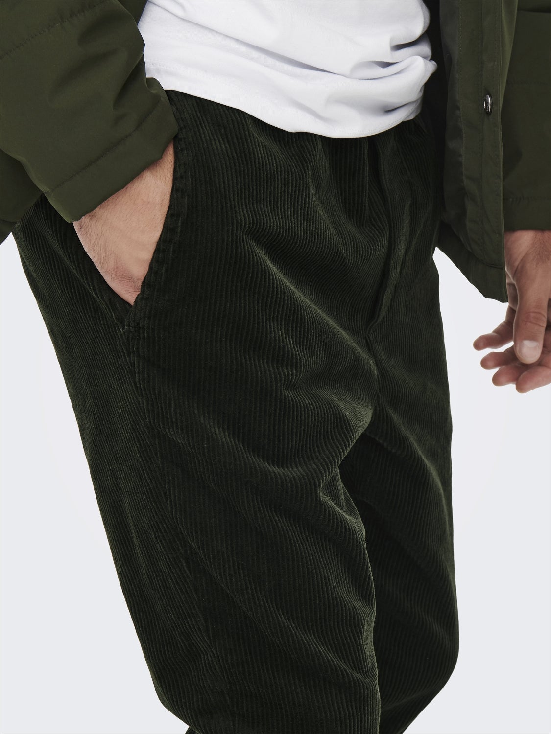 ARMY GREEN CORDUROY TROUSERS – bound