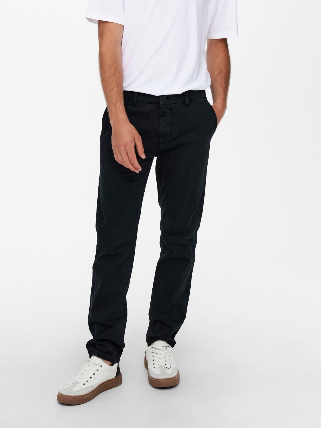 Mid waist chino trousers, Black