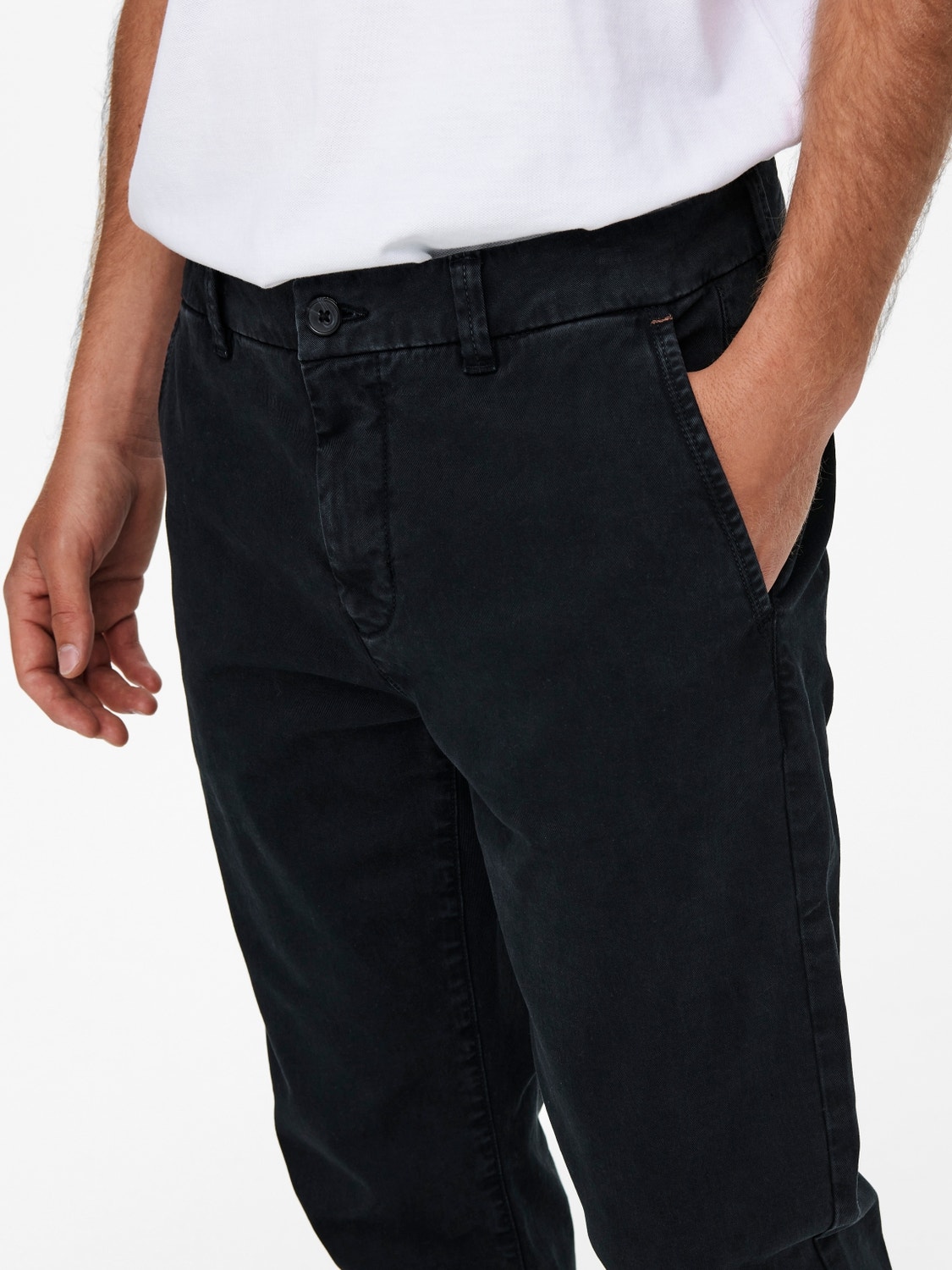 ONLY & SONS Slim Fit Mittlere Taille Chino Hose -Black - 22019934