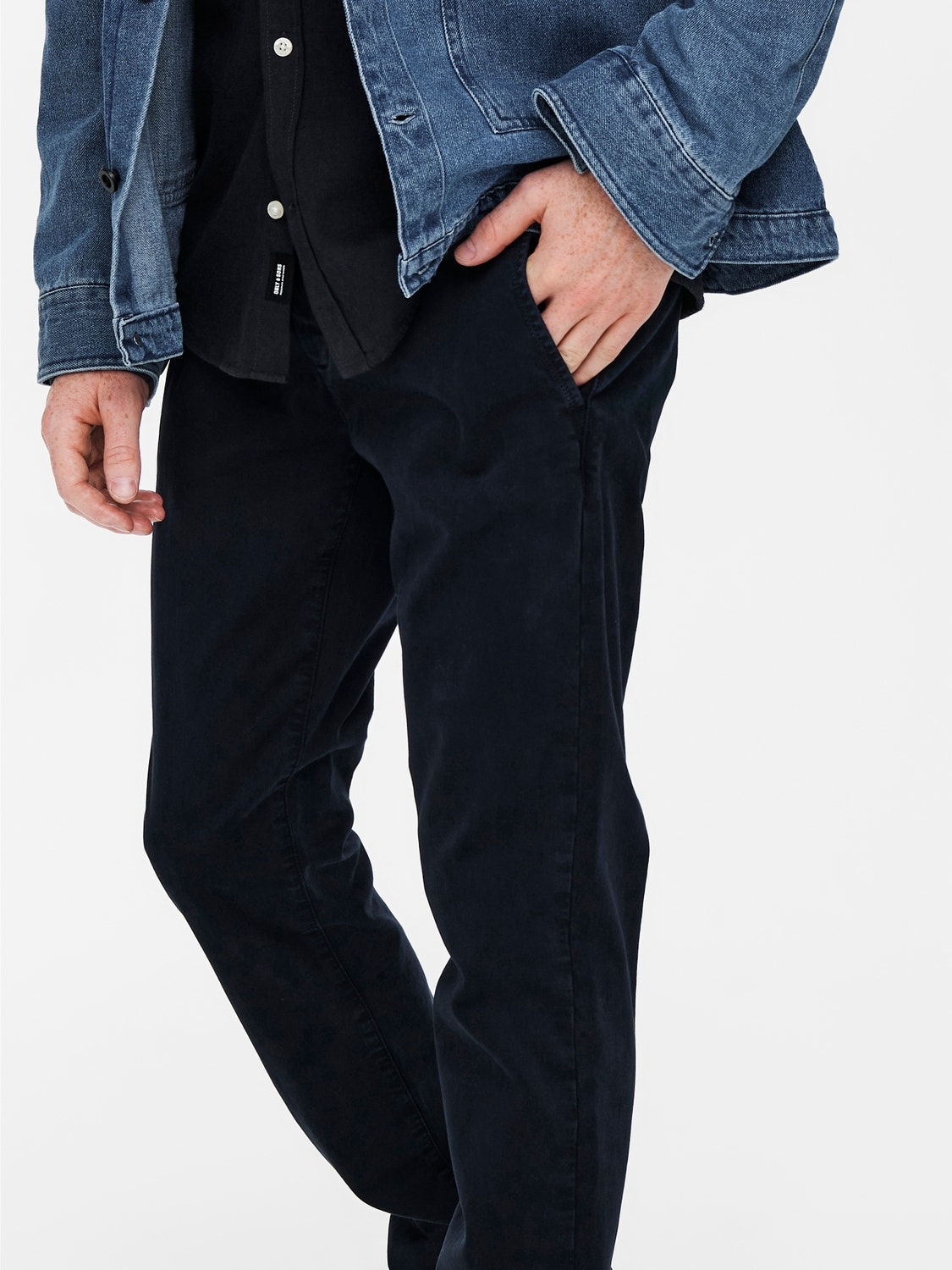 ONLY & SONS Slim Fit Mittlere Taille Chino Hose -Dark Navy - 22019934