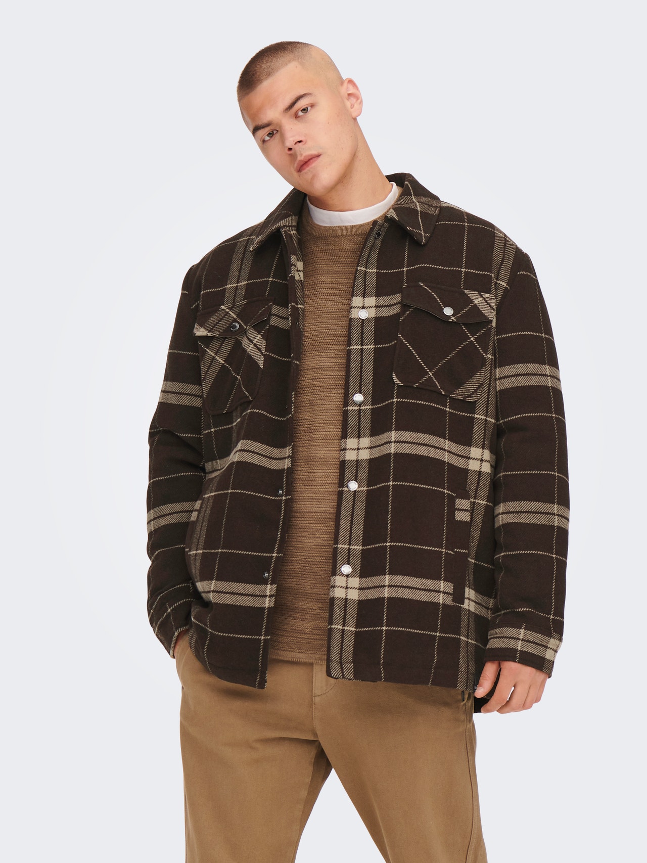 ONLY & SONS Checked shacket -Seal Brown - 22019957