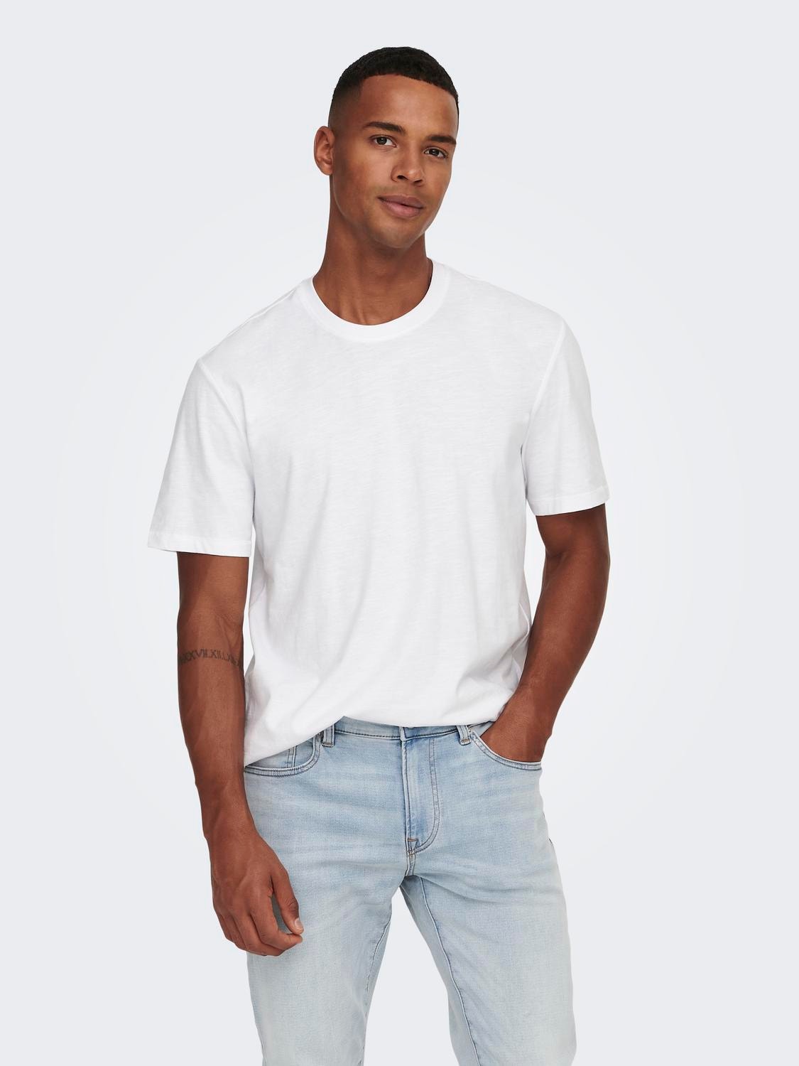 ONLY & SONS T-shirt Regular Fit Paricollo -White - 22020074