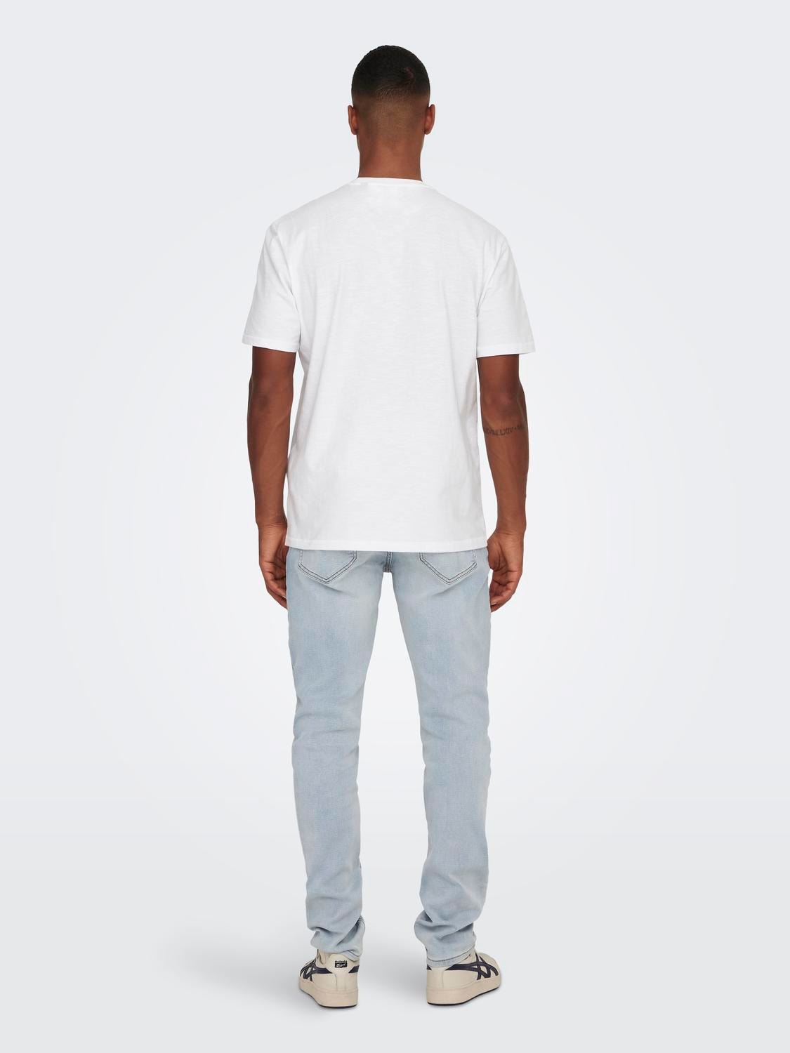 ONLY & SONS Regular Fit O-hals T-skjorte -White - 22020074