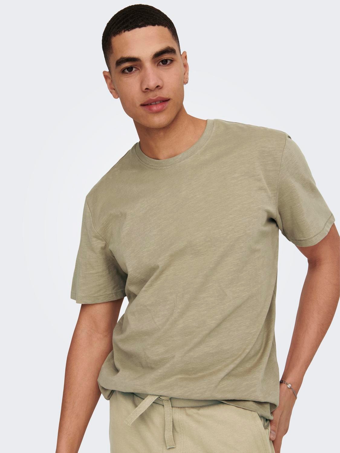 ONLY & SONS T-shirts Regular Fit Col rond -Chinchilla - 22020074